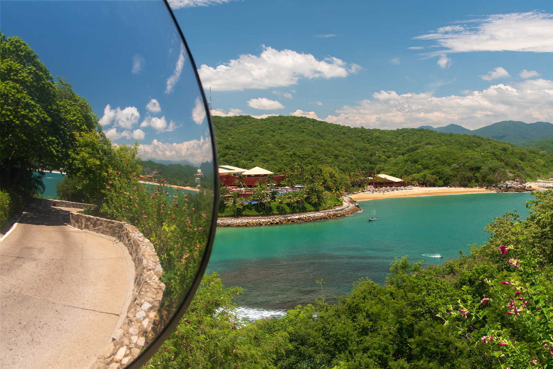 The road is narrow to the other sections up the cliff is narrow, these mirrors help with visibility.