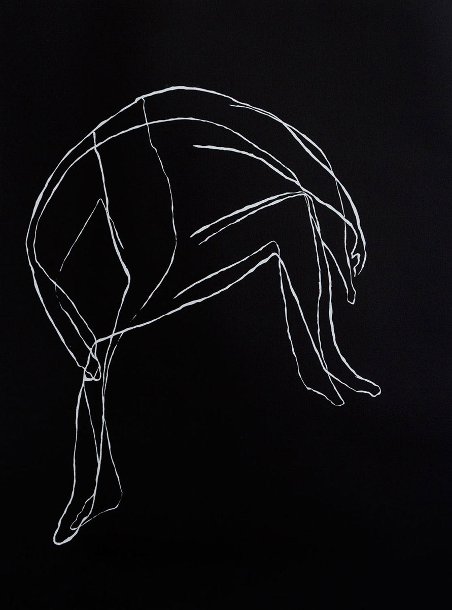 Sitting Still, woodcut, 30X22", 2017