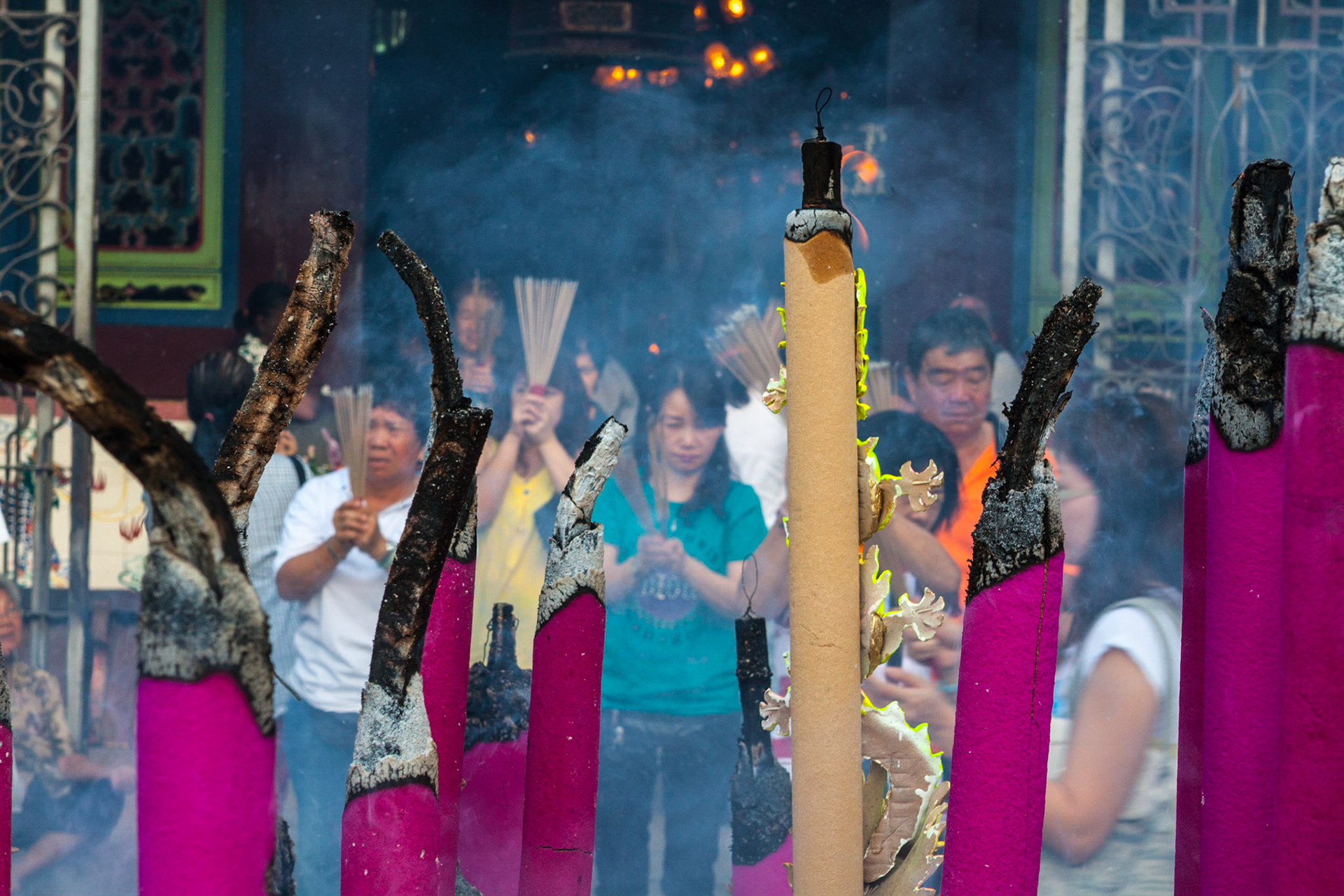 Giant Incents at the Goddess of Mercy Temple in Penang's Chinatown