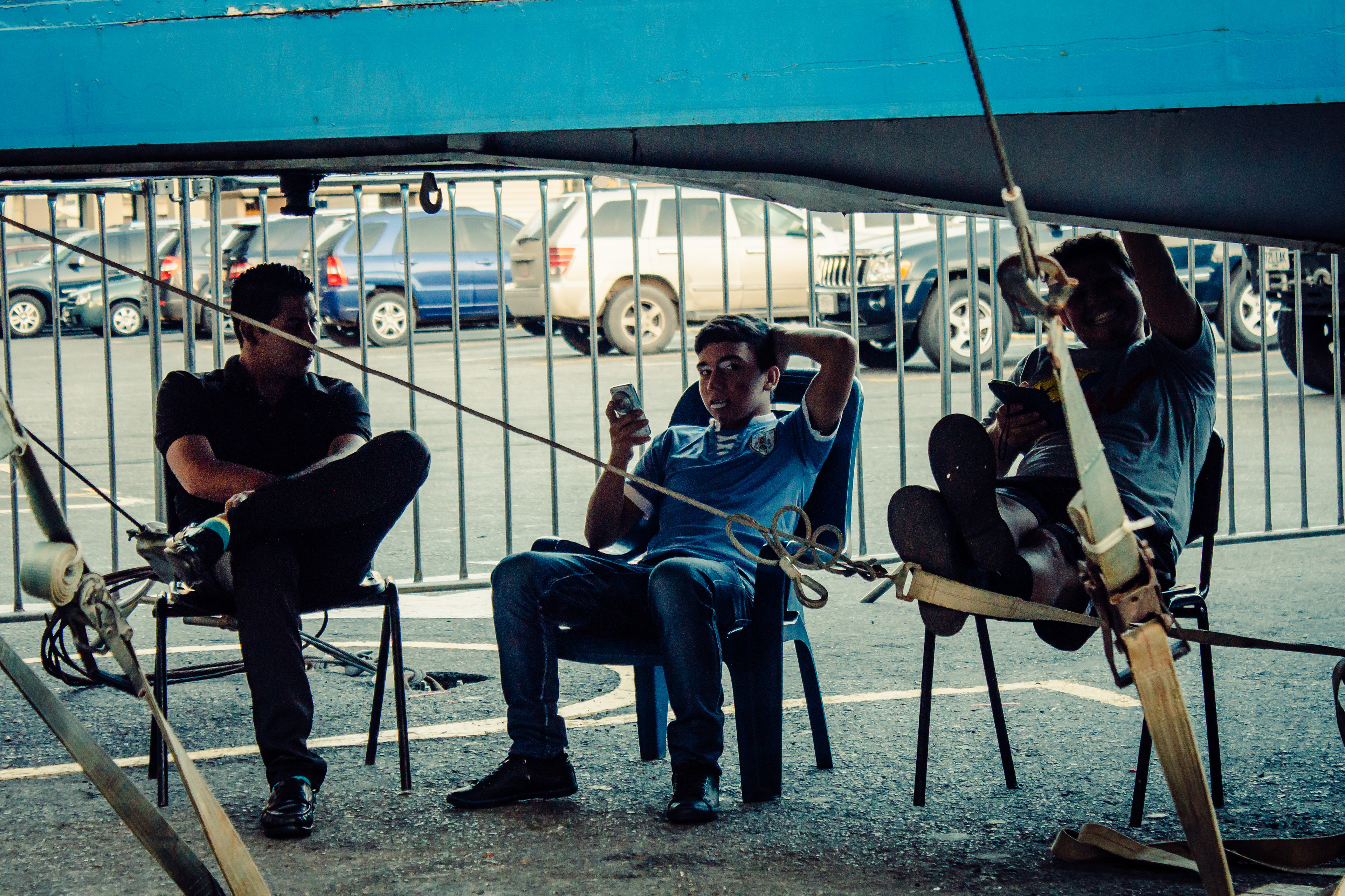 Part of the Great Mexican Circus crew resting before the start of the show. Caracas, 2015