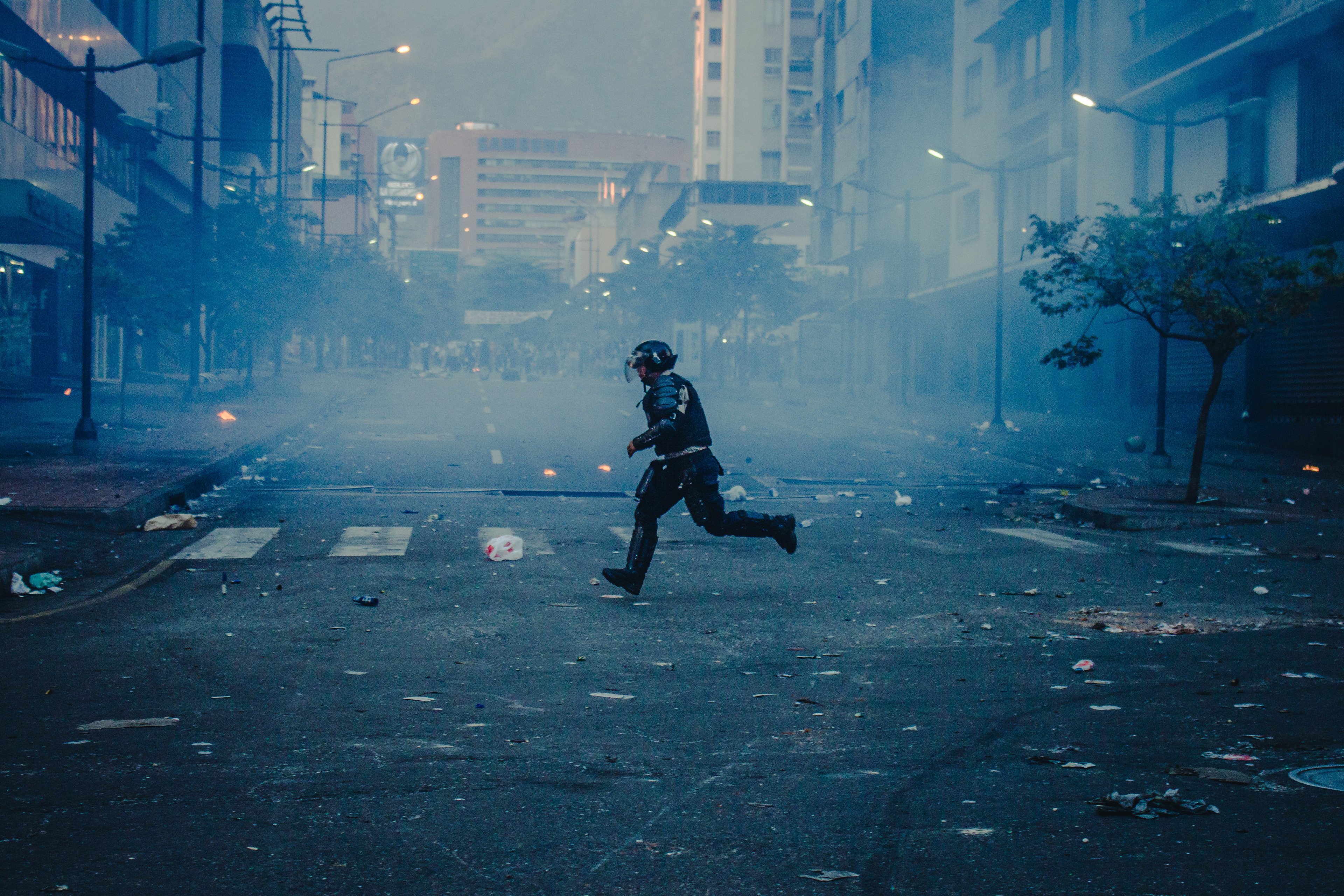 A National Police in a protest in Chacao, Caracas 2014