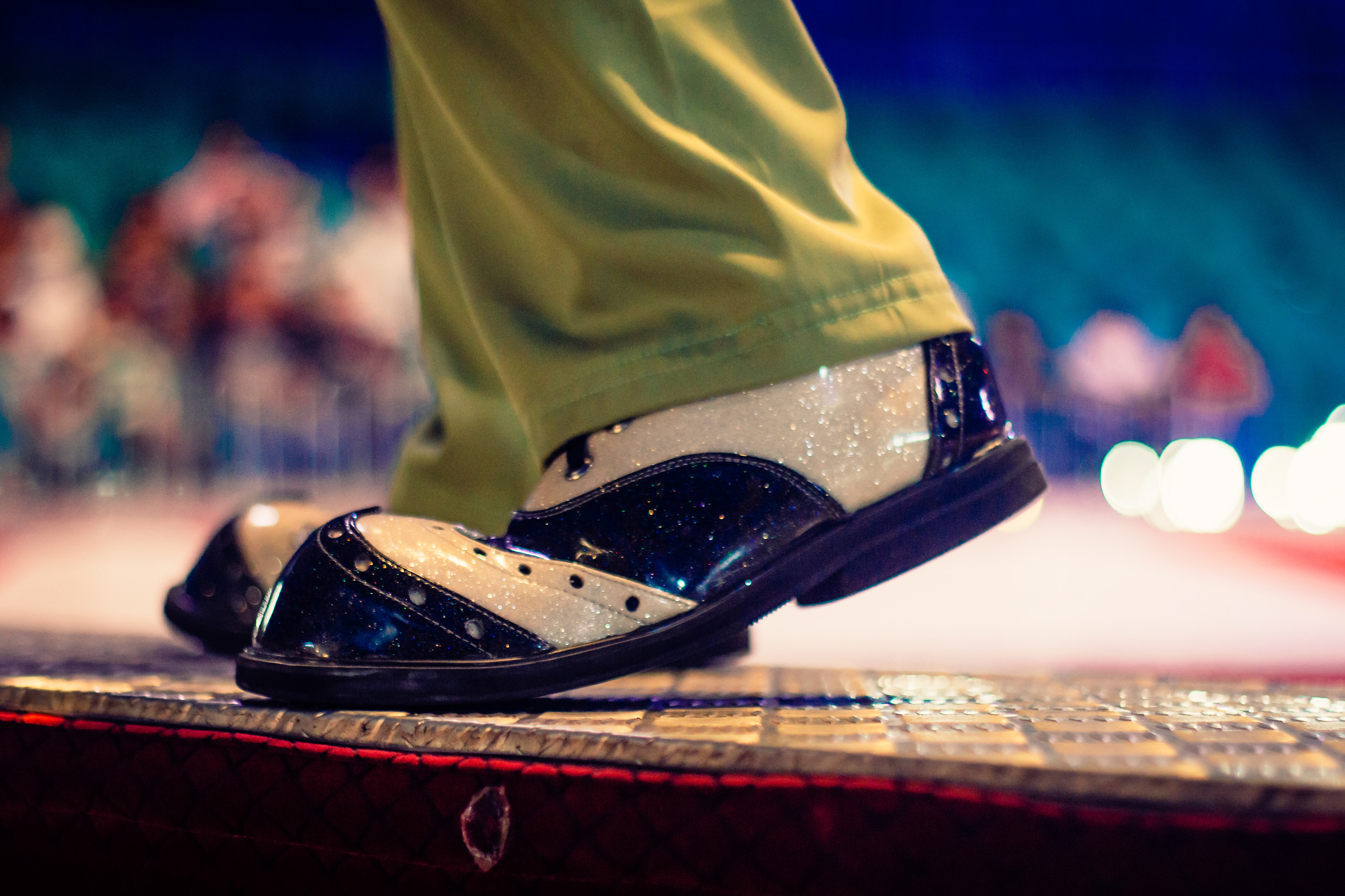 The feet of the clown Chicharito during the earlier show of the circus. Caracas 2015