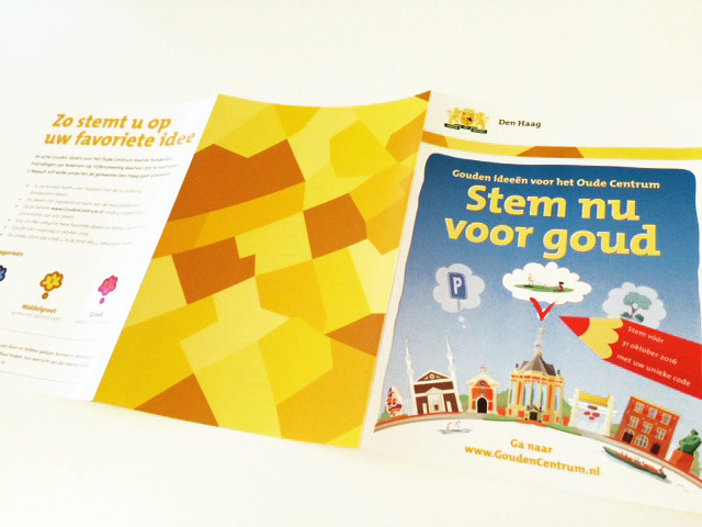 Campagne folder met steminstructies en in het middengedeelte: alle ideeën op een rij.
