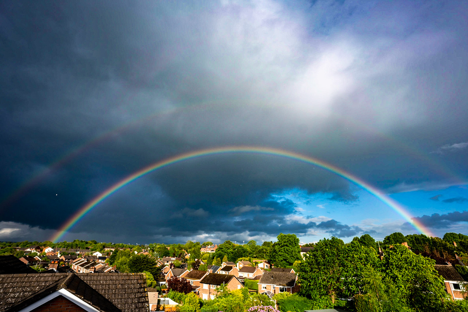 Double Rainbow from the bedroom window