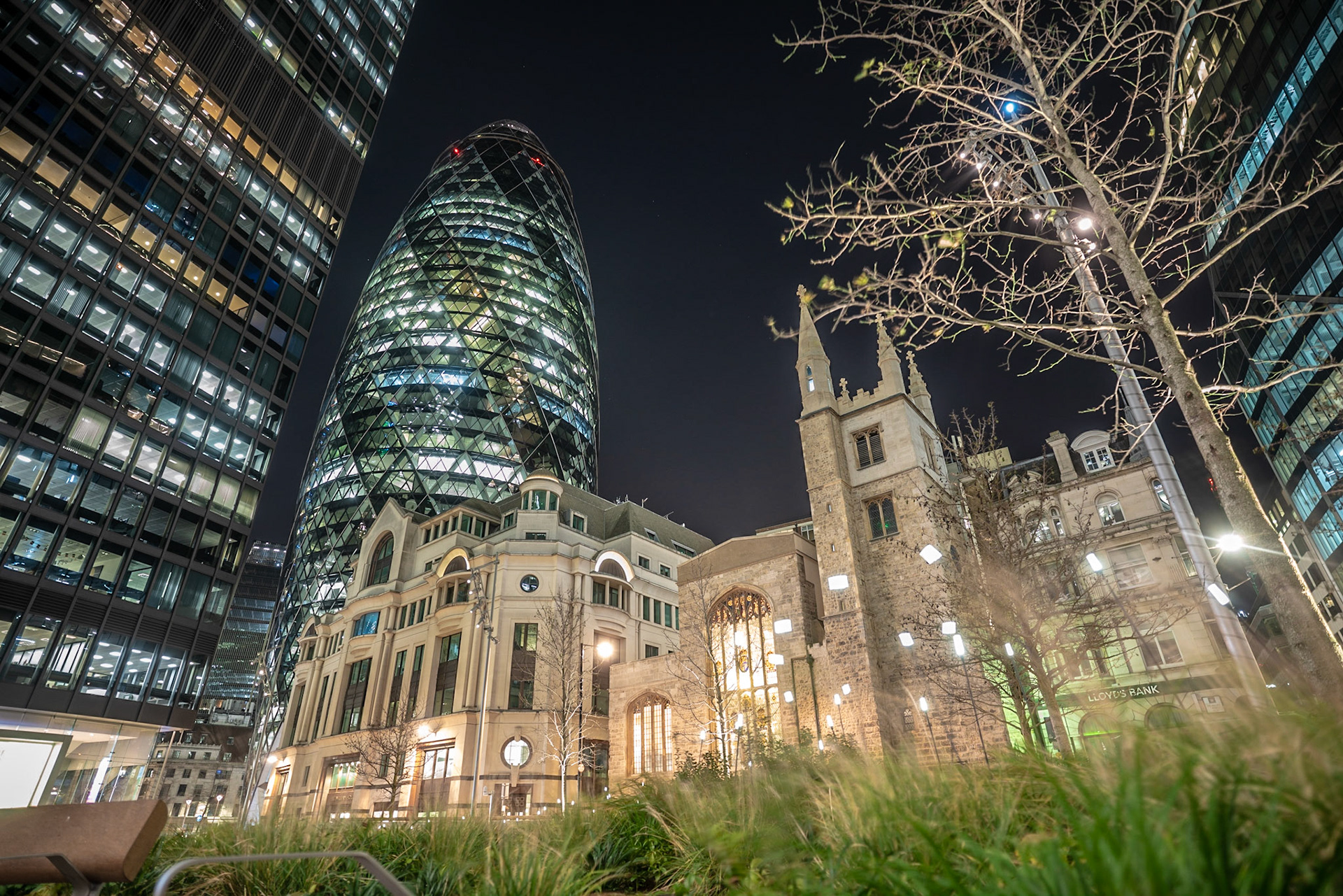 Haythem and I took a walk around the city. Loved ths old church in front of the Gurkin