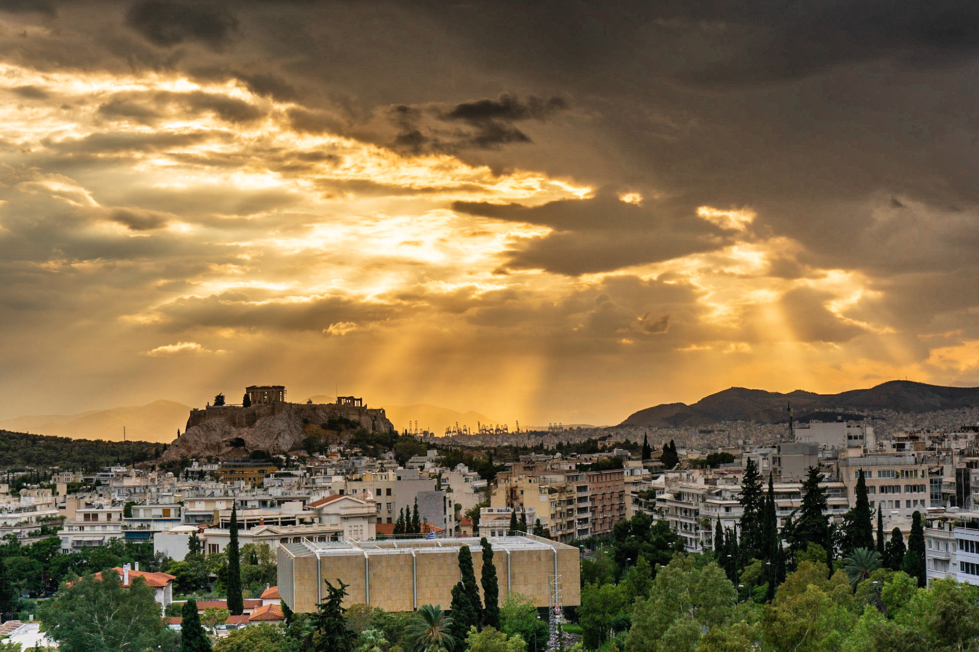 Stunning sunset from the Executive Lounge at the Hilton Athens