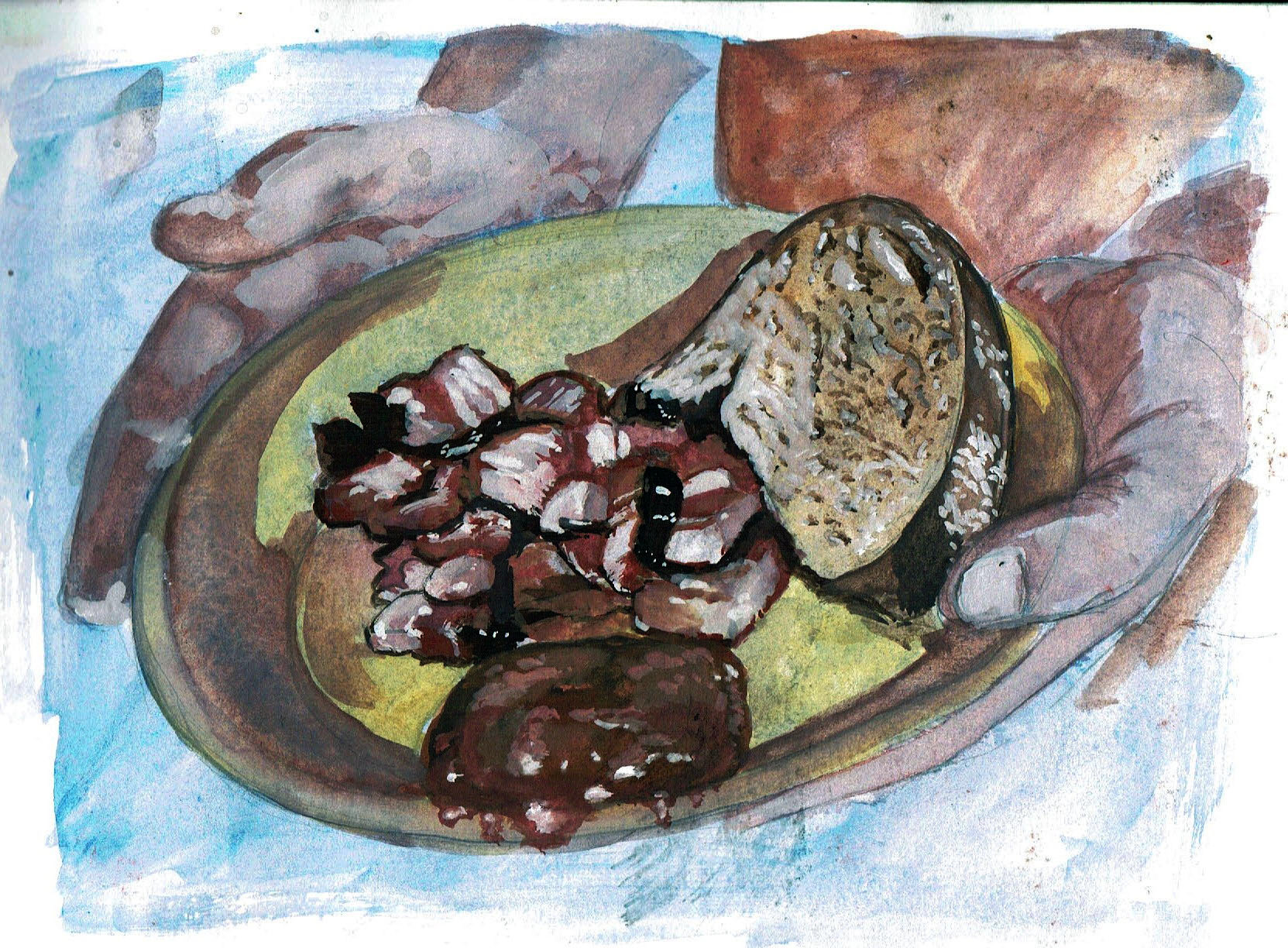 smoked bacon, gouache
