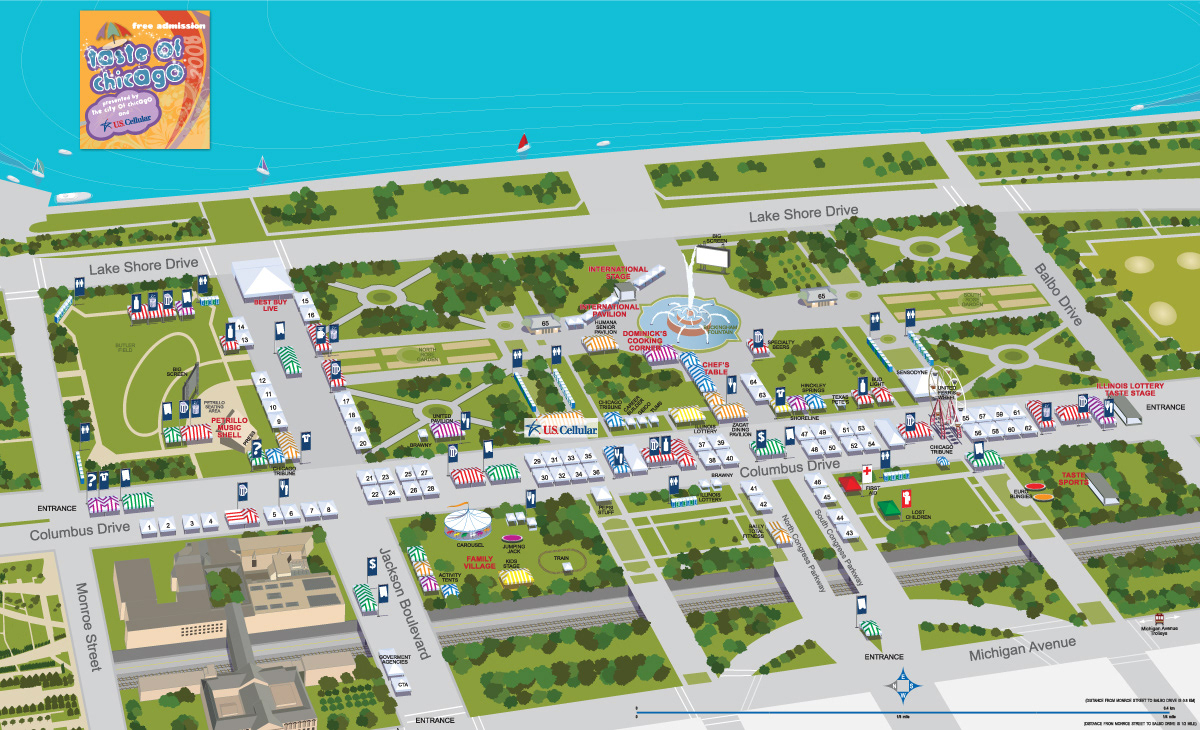 Taste Of Chicago Map Jason Pearlman Illustration - Taste Of Chicago Festival Map