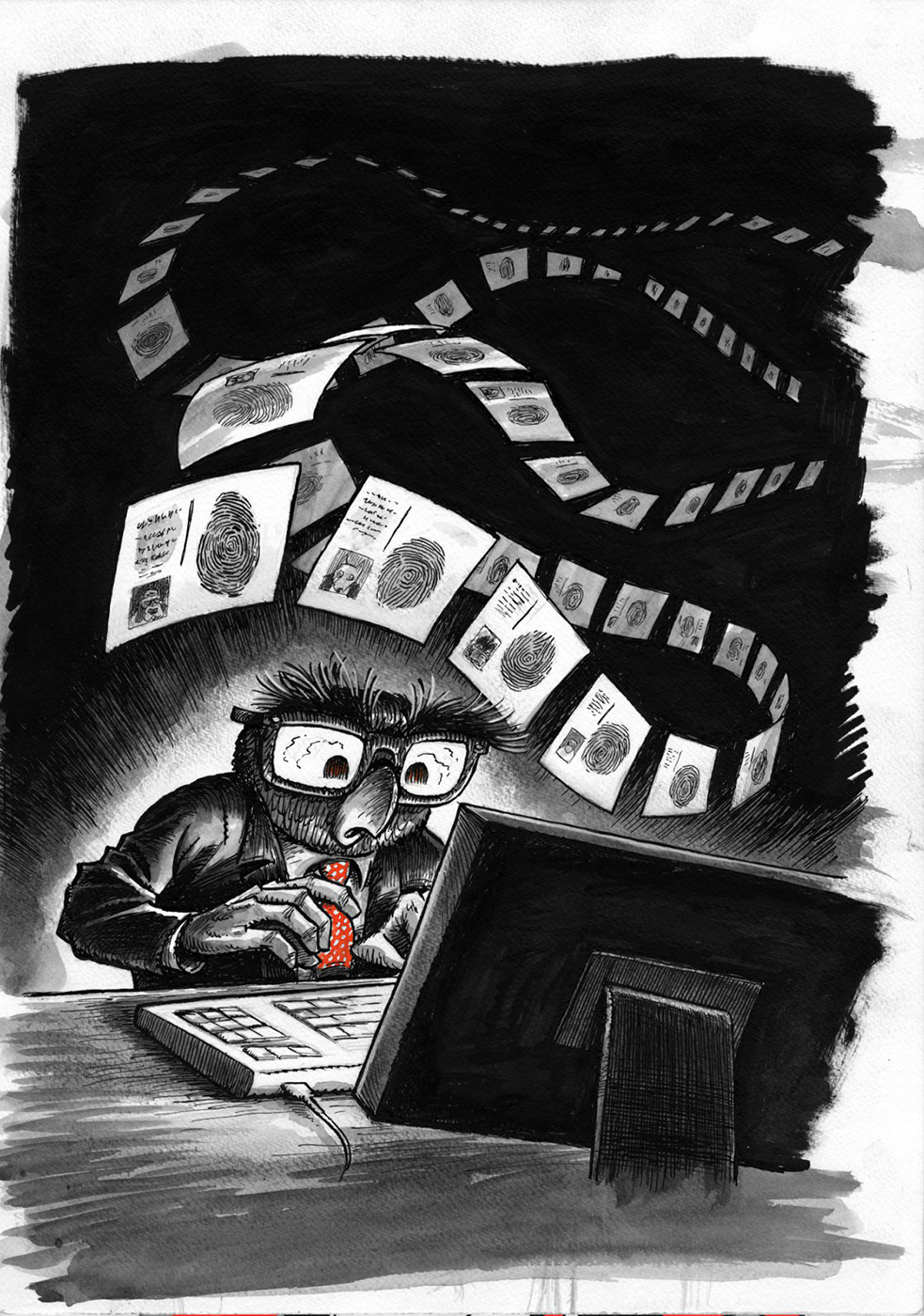 Illustration, Miwer, tegning, artwork, Pen, Ink, Char coal, kul, Tusch og pen, Hansi Hønegal, Henrik Einspor