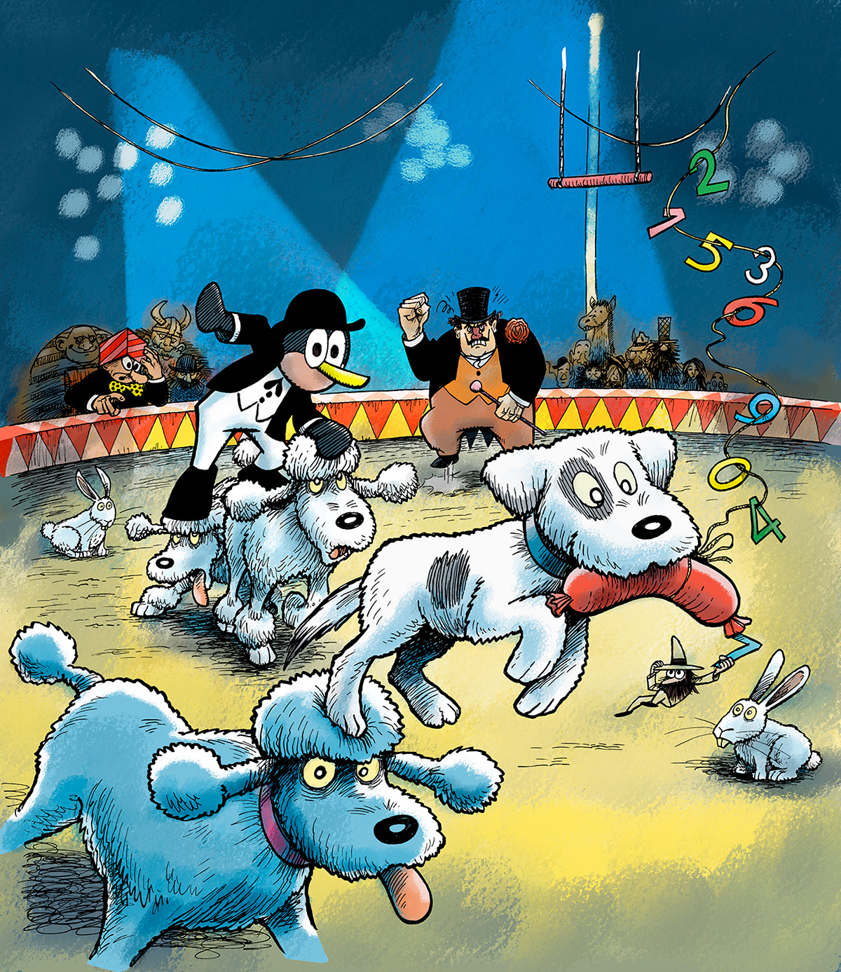 Storm P, Miwer, Peter & Ping, Illustration, bøger, books, børnebøger, children books, pen, ink, tusch, Photoshop, tegninger, drawings, opgaver, findebog, Michael Wettendorff,