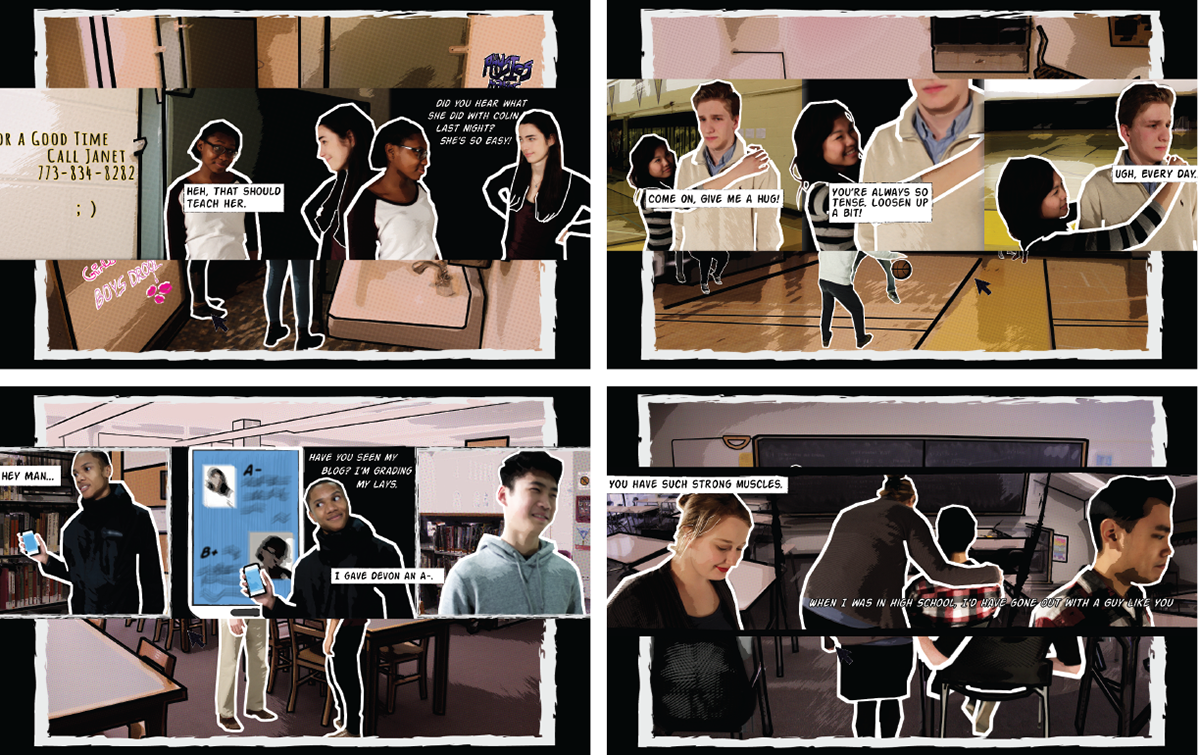 Examples of sexual harassment are touching another person without consent.