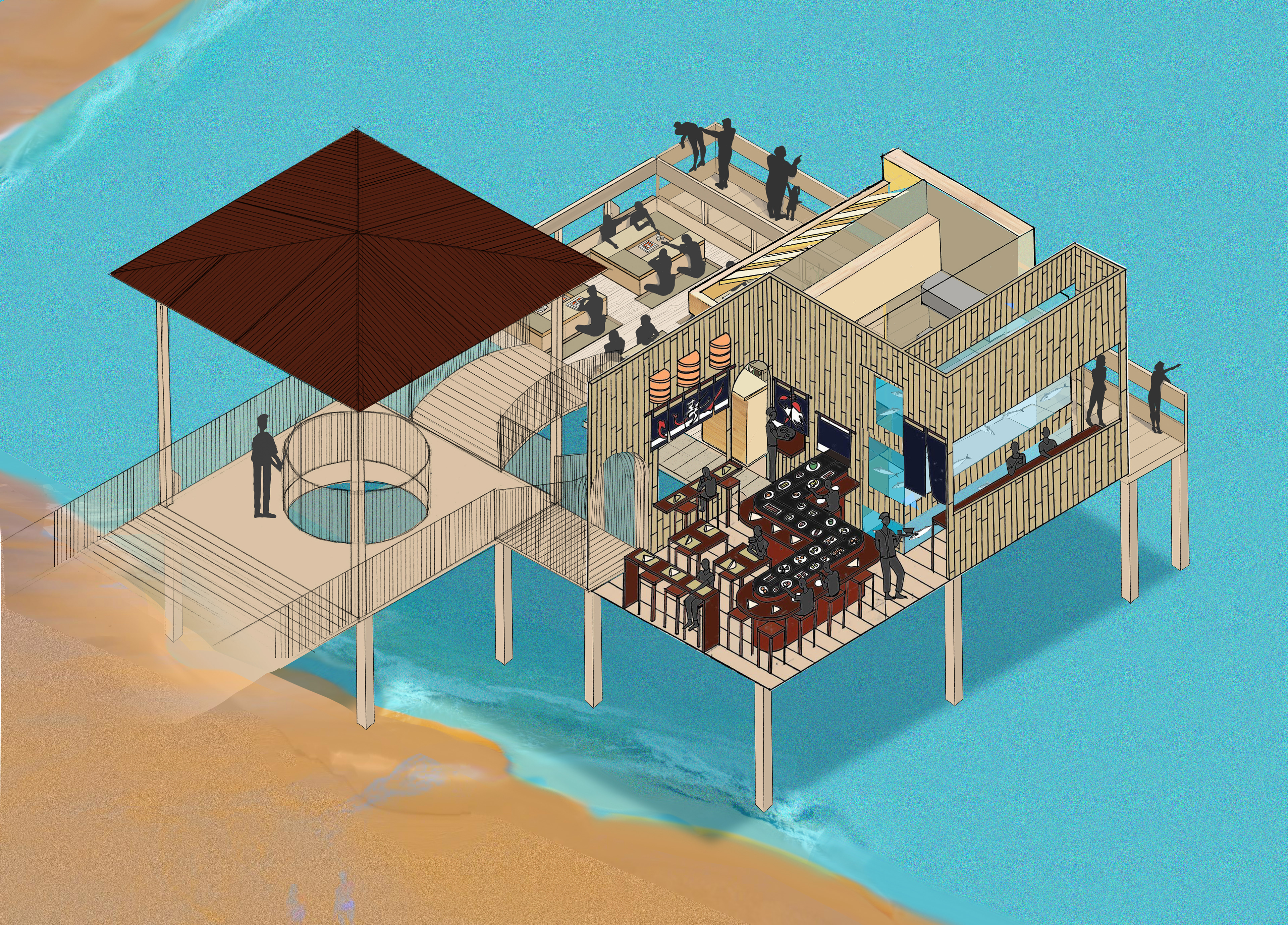 CONCEPT DRAWING: RESTAURANT ON WATER