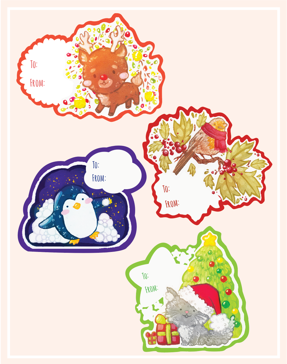 sarah grohol illustration christmas present labels