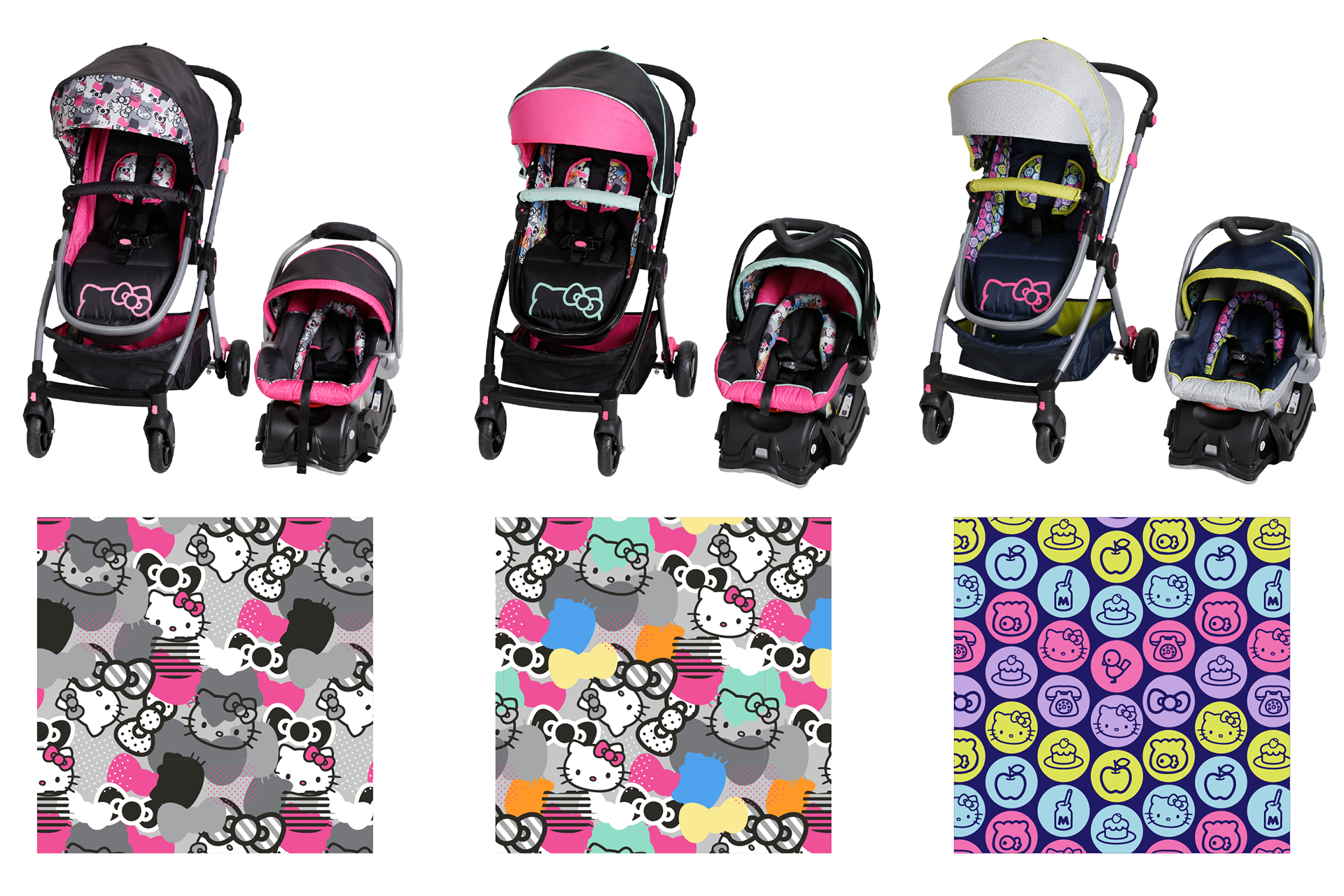 Hello kitty car seat and discount stroller set