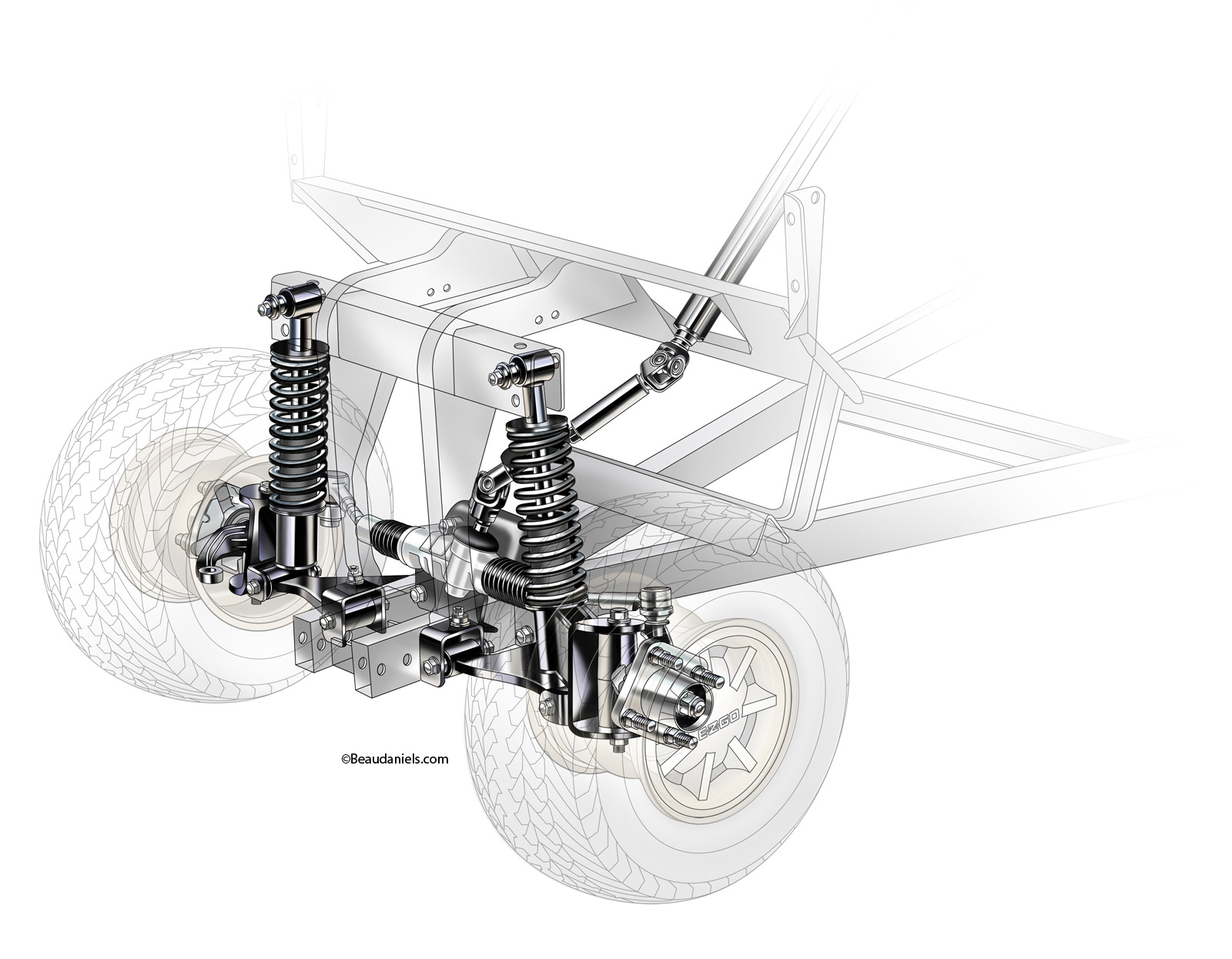 EZ GO golf cart rear suspension illustration.