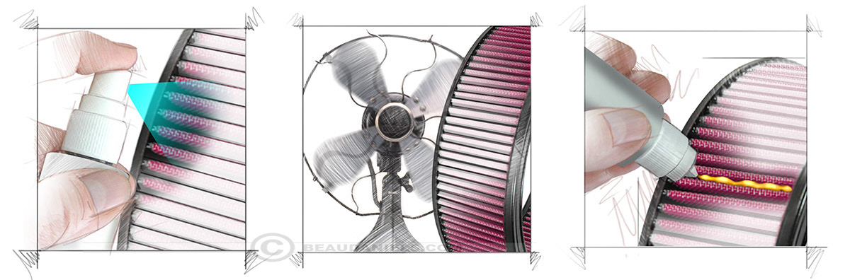 Cleaning an air filter.