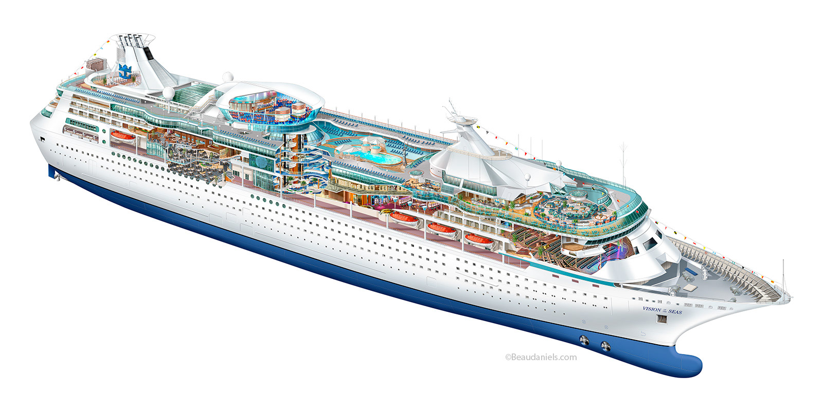 Beau And Alan Daniels Illustration Portfolios Vision Of The Seas Royal Caribbean Cutaway