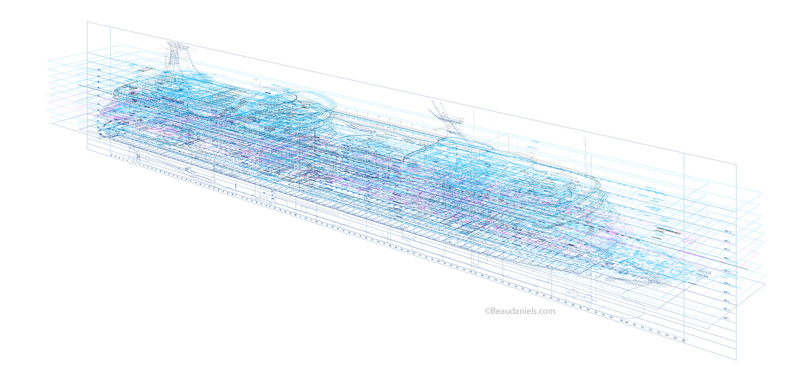 Vision of the Seas, All of the decks added to the illustration in illustrator.