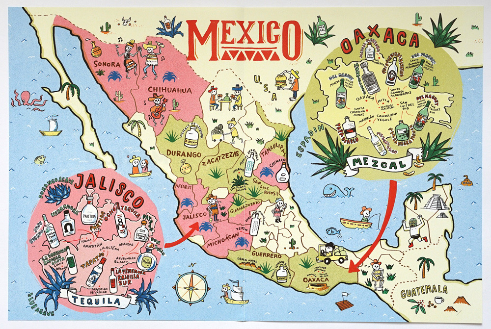 Map Of Tequila Mexico Takayo Akiyama - Kanpai Maps