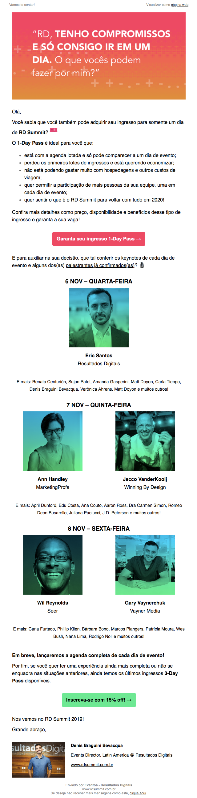 Campanha 1-Day Pass + Keynotes