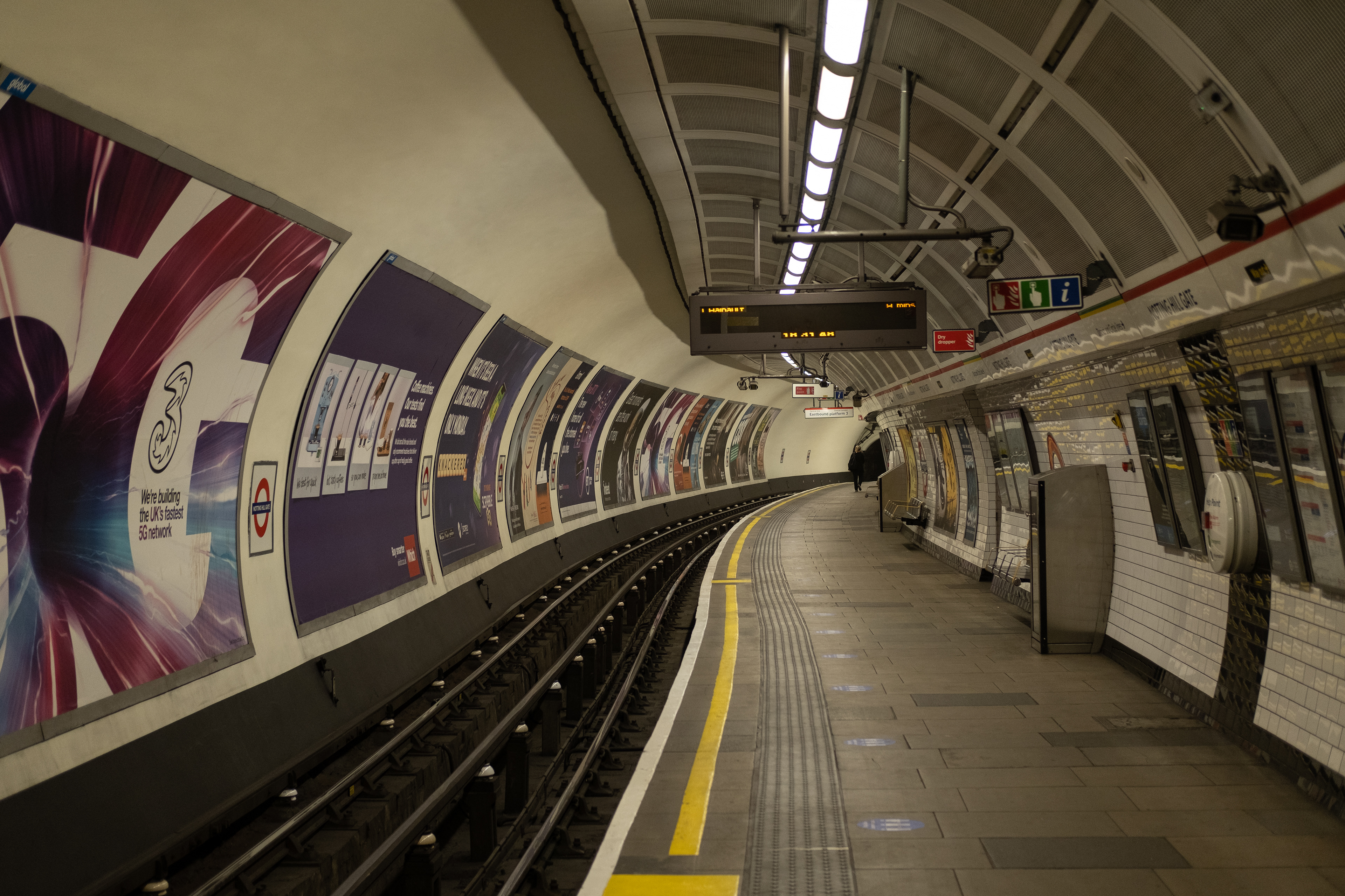 London tube empty at Notting Hill station