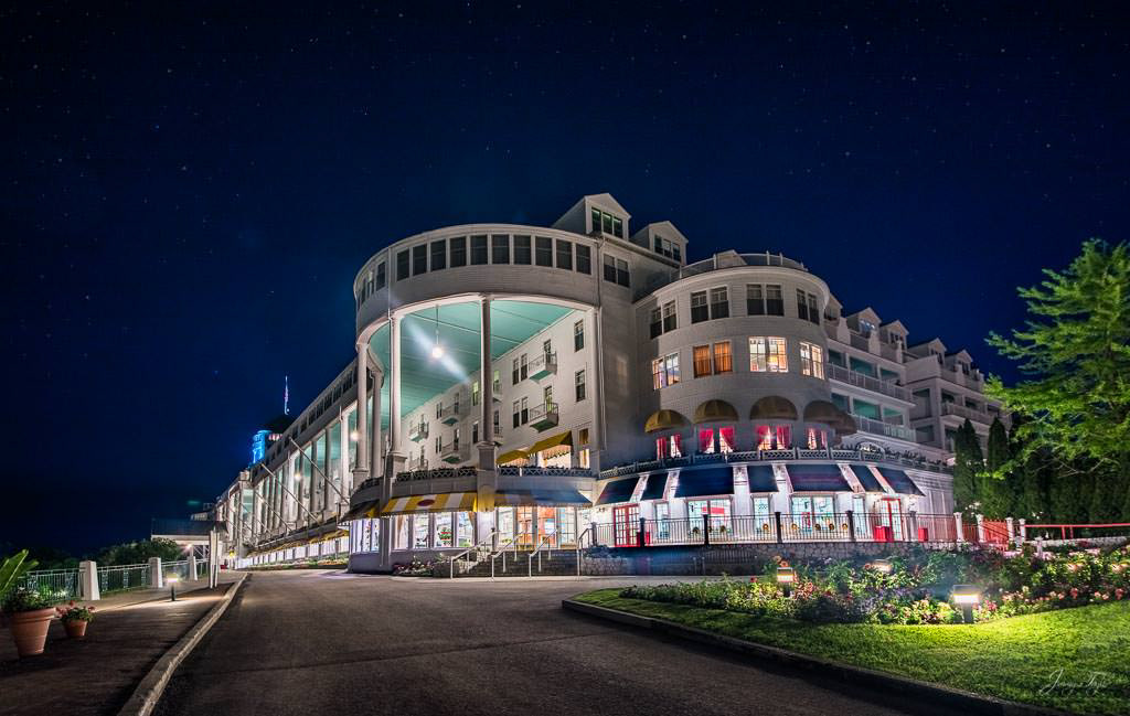 Beautiful night image of The Grand Hotel, Mackinac Island