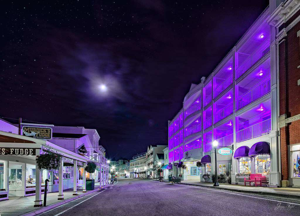Mackinac Island at Night - Lilac Tree Inn on Main Street