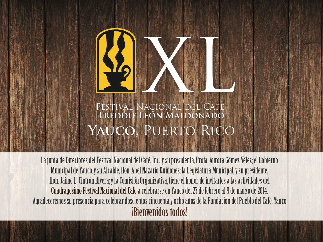 Alberto Colon National Festival of Coffee. Yauco PR Brochure Calendar