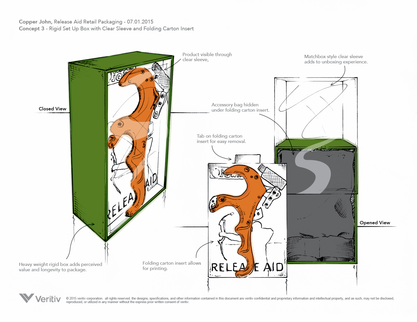 Concept sketch for Copper John's Release Aid retail packaging designed by Andrew Thompson