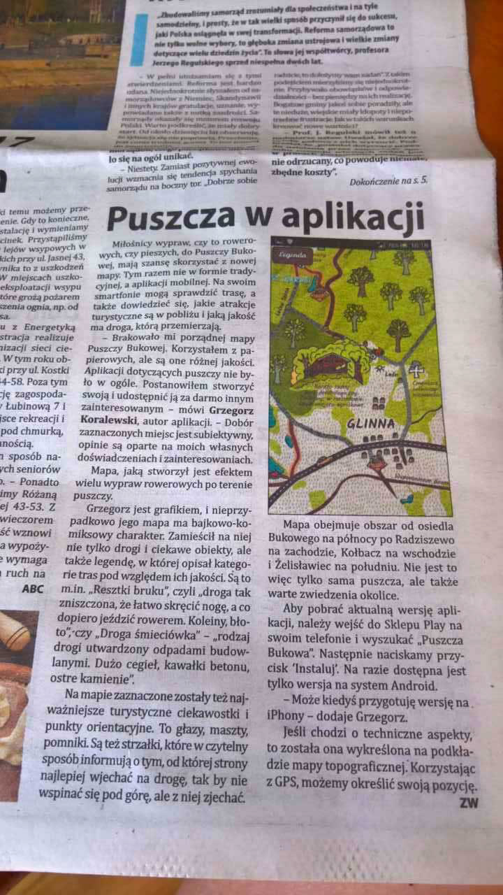 Prasa o Aplikacji Puszcza Bukowa