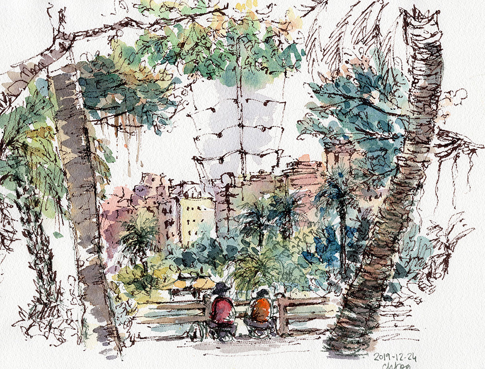A view of 101 tower from Zhongshan park - 27 x 39 cm - ref 202026