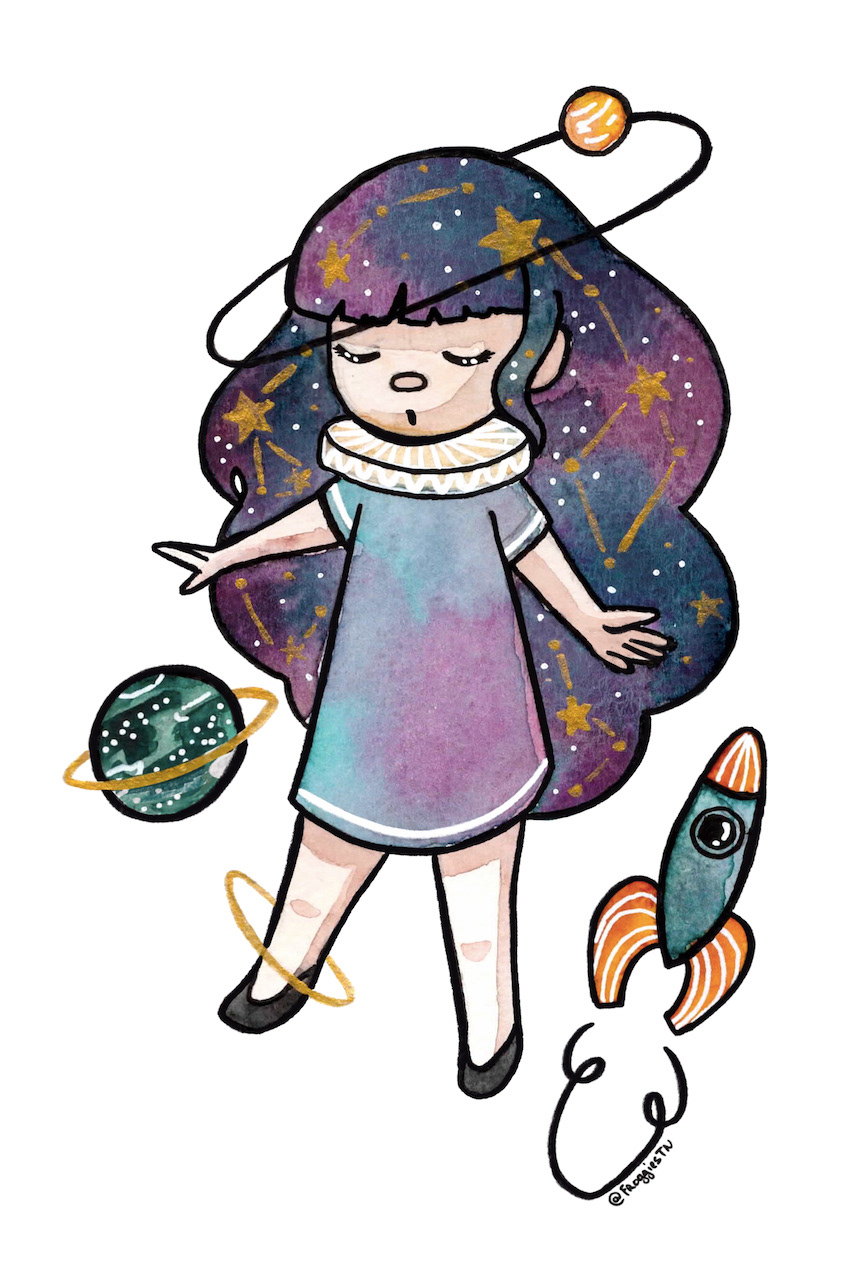 La tête dans les Etoiles (Aquarelle 2021)