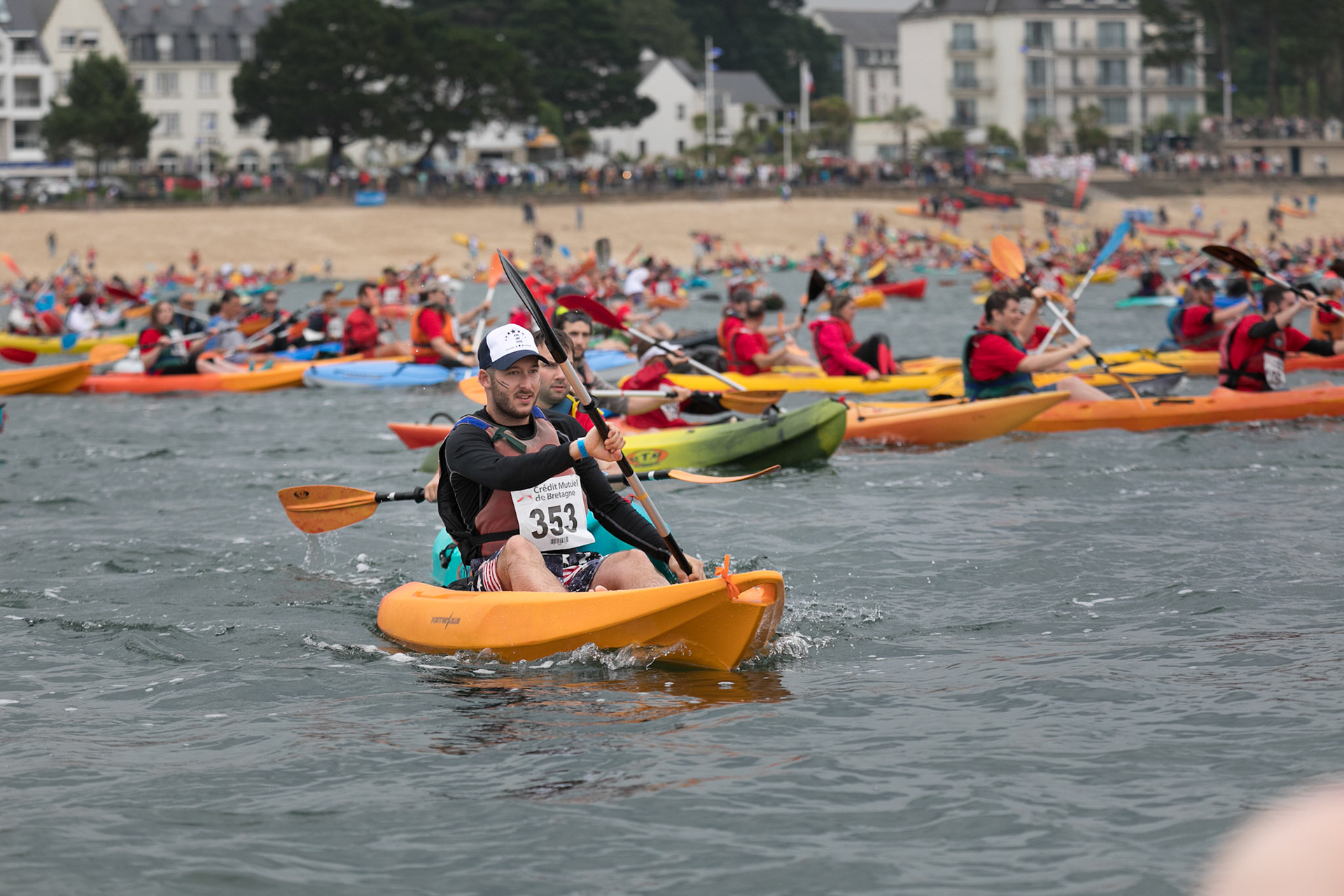 37e édition de la descente de l'Odet qui part cette année 2018 de Bénodet pour remonter vers Quimper. Préparation du départ.