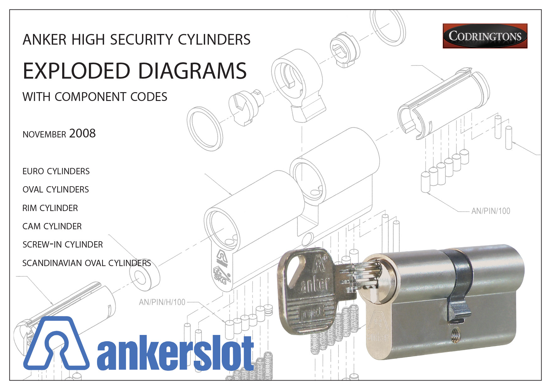 Ankerslot Cylinders: Exploded Diagrams with Component Codes