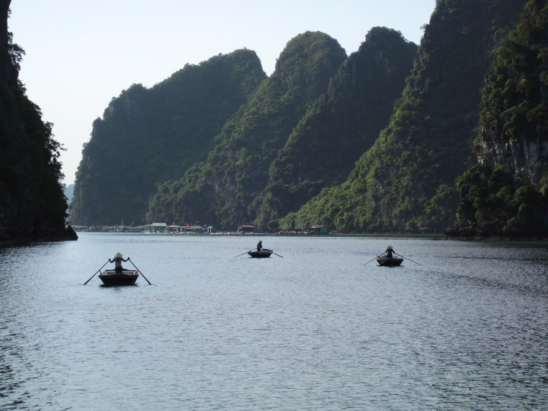 Our boats on their way back to the village