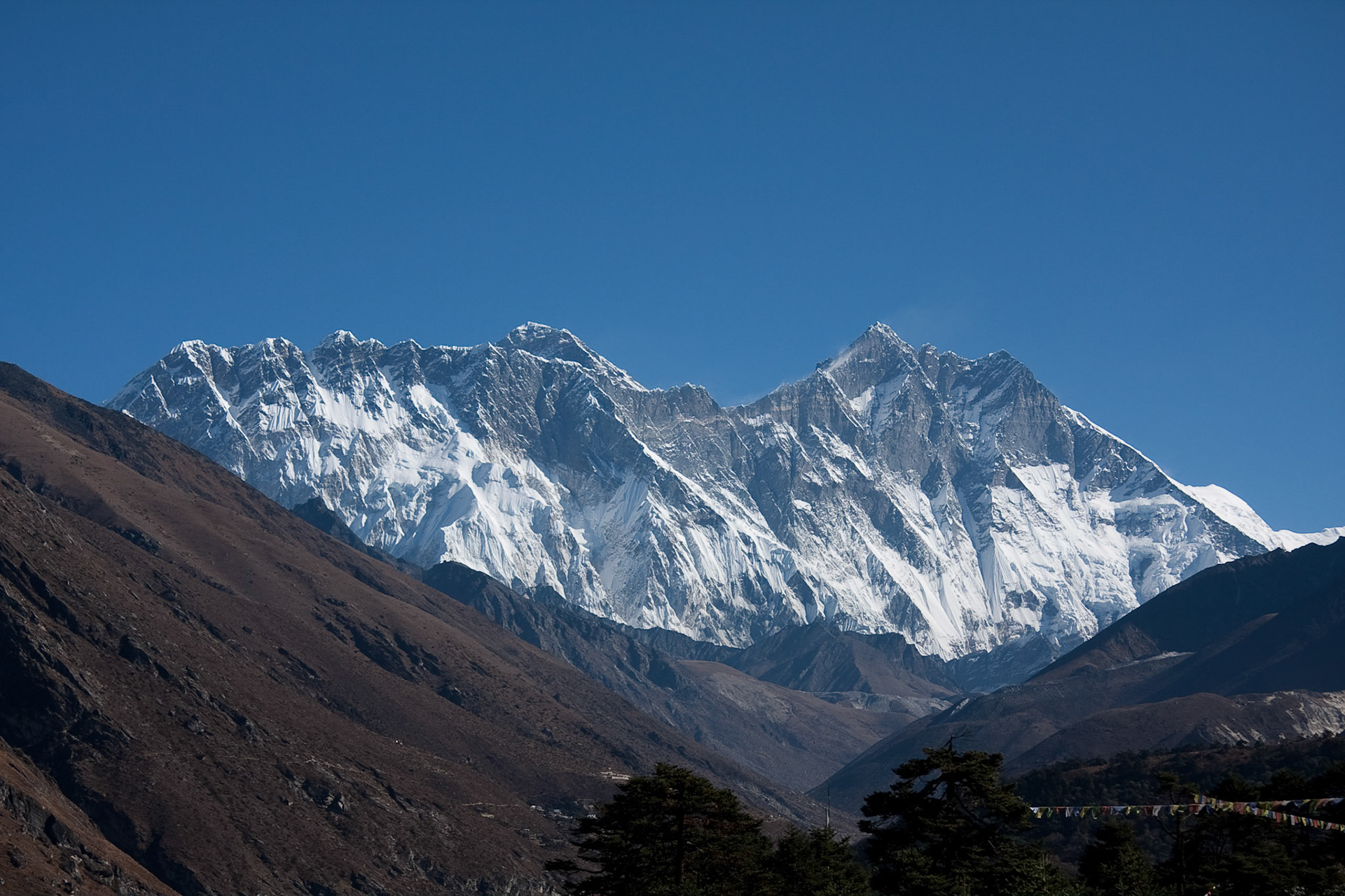 View from Thangboche monastery (Nuptse, top of Everest and Lhotse)