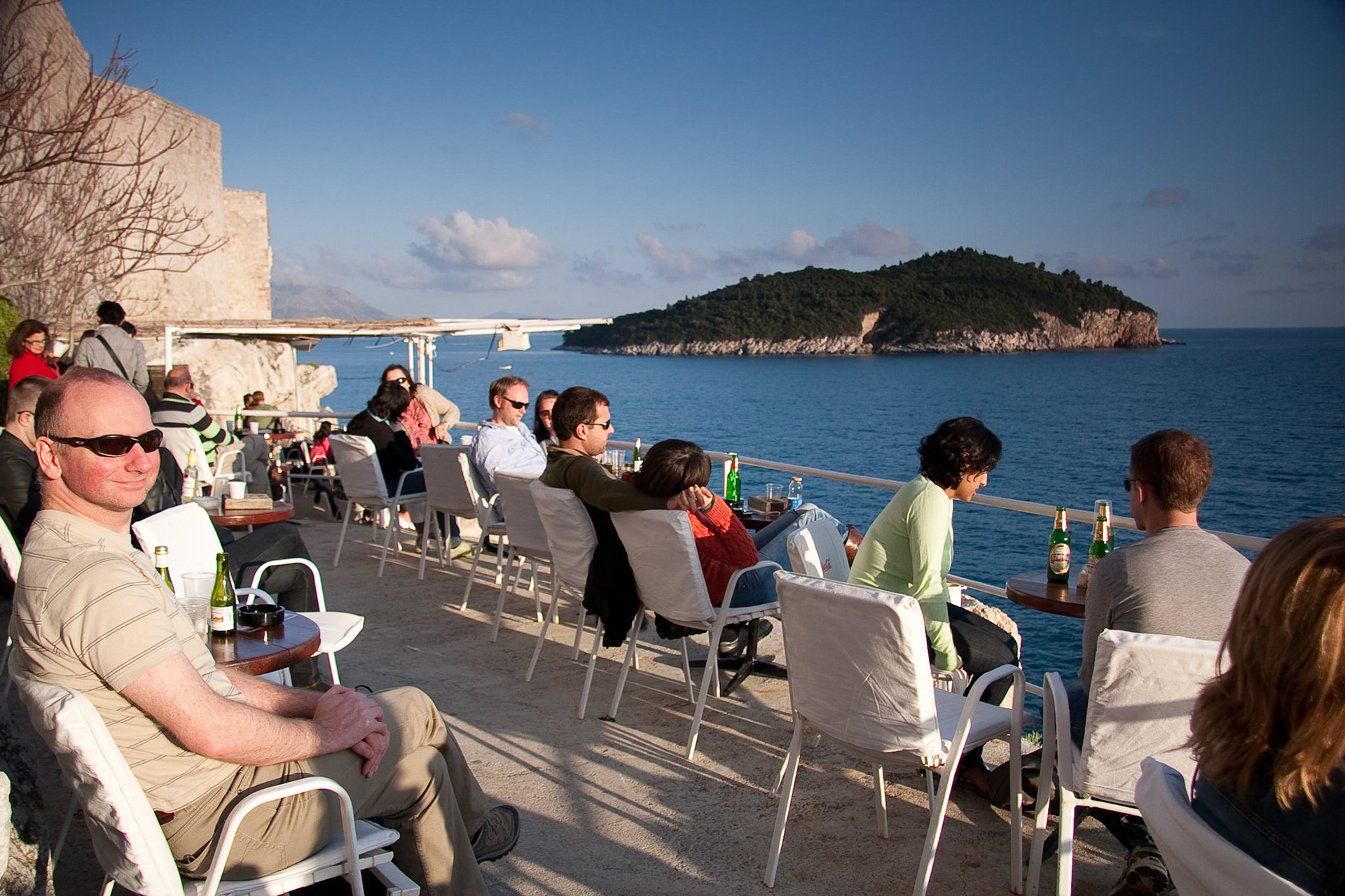 Buza II cafe at sunset