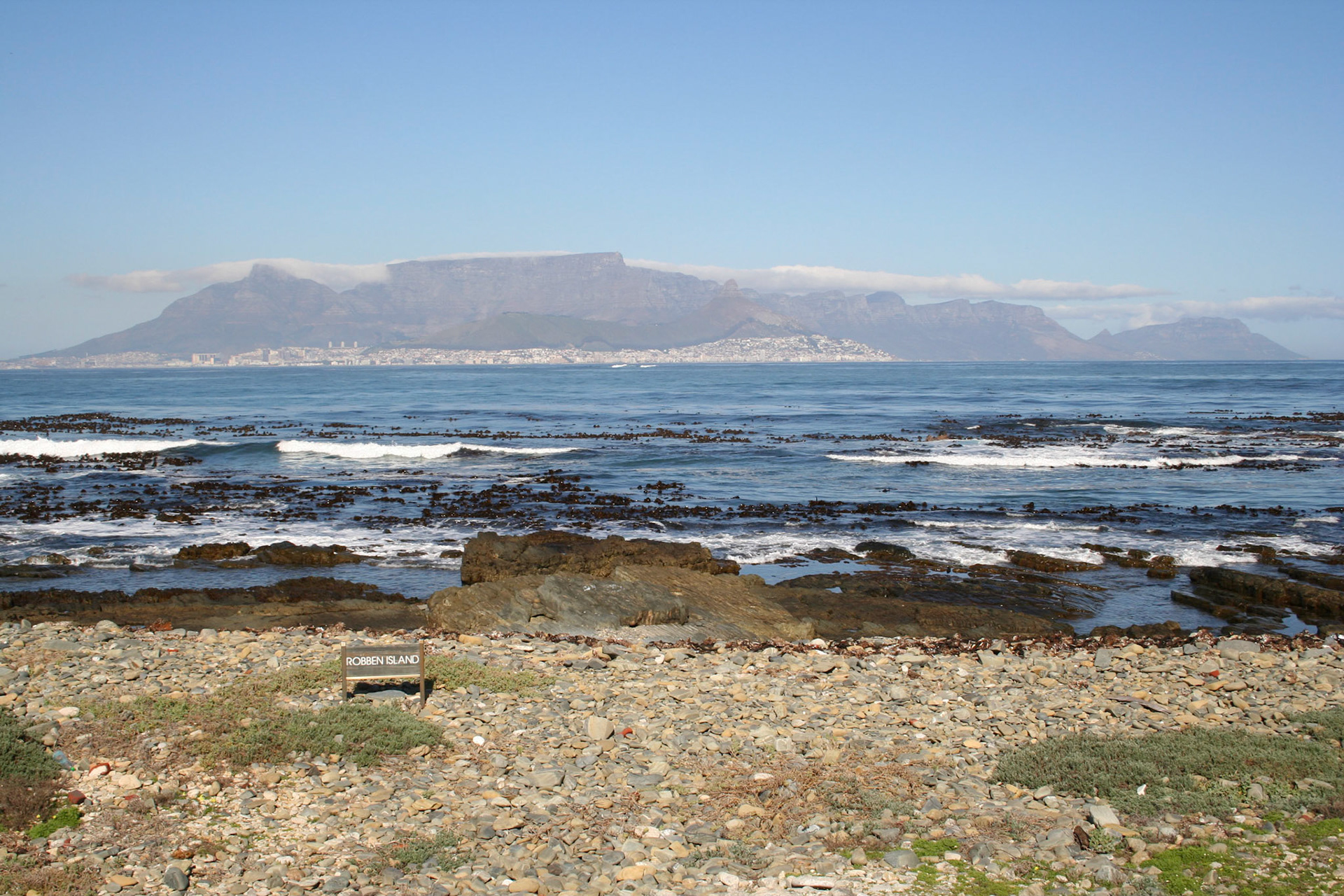 Cape Town and Table Mountain, from Robben Island