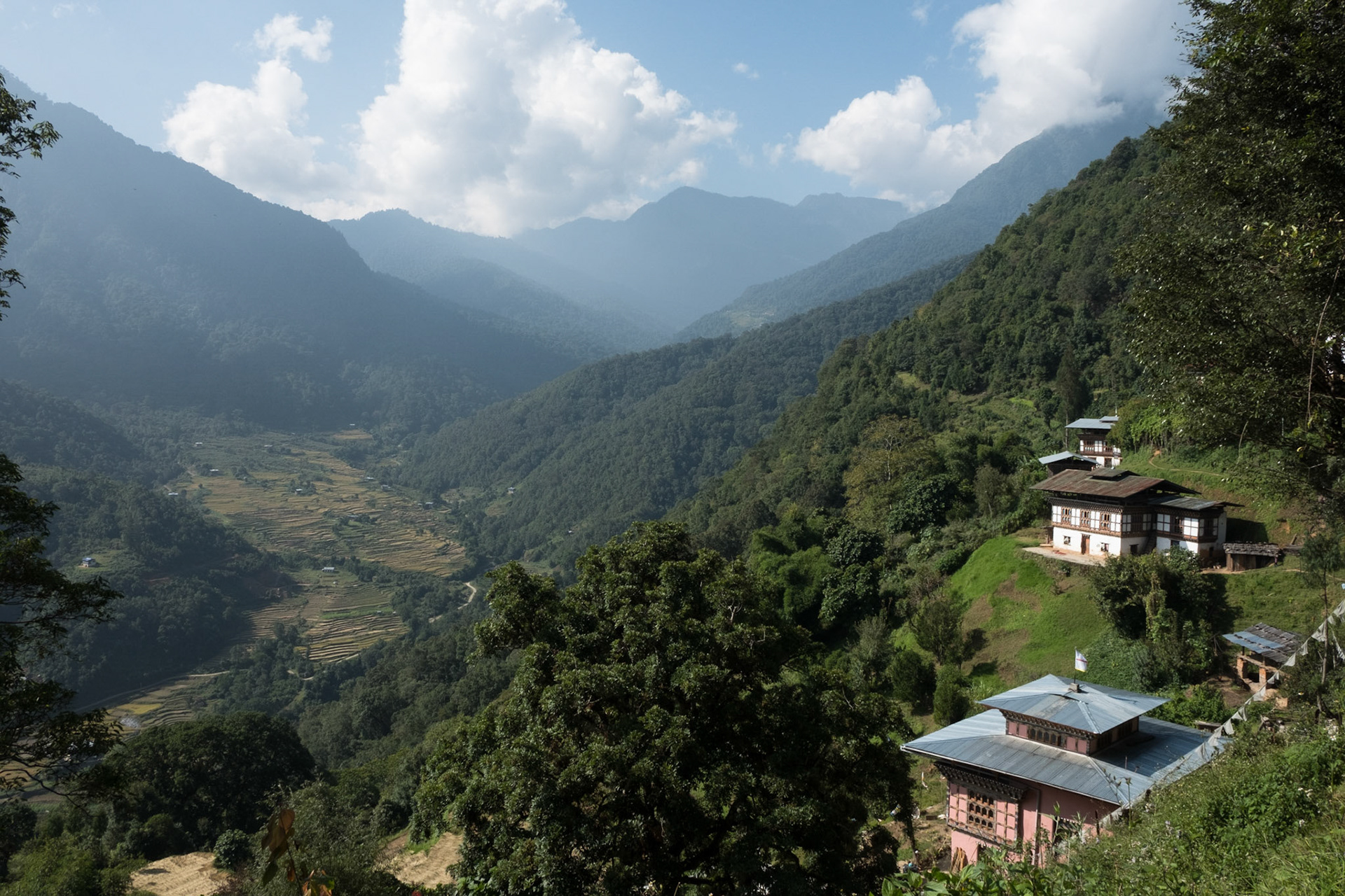 View from the monastery at the start of the Hokatsho Lake trek