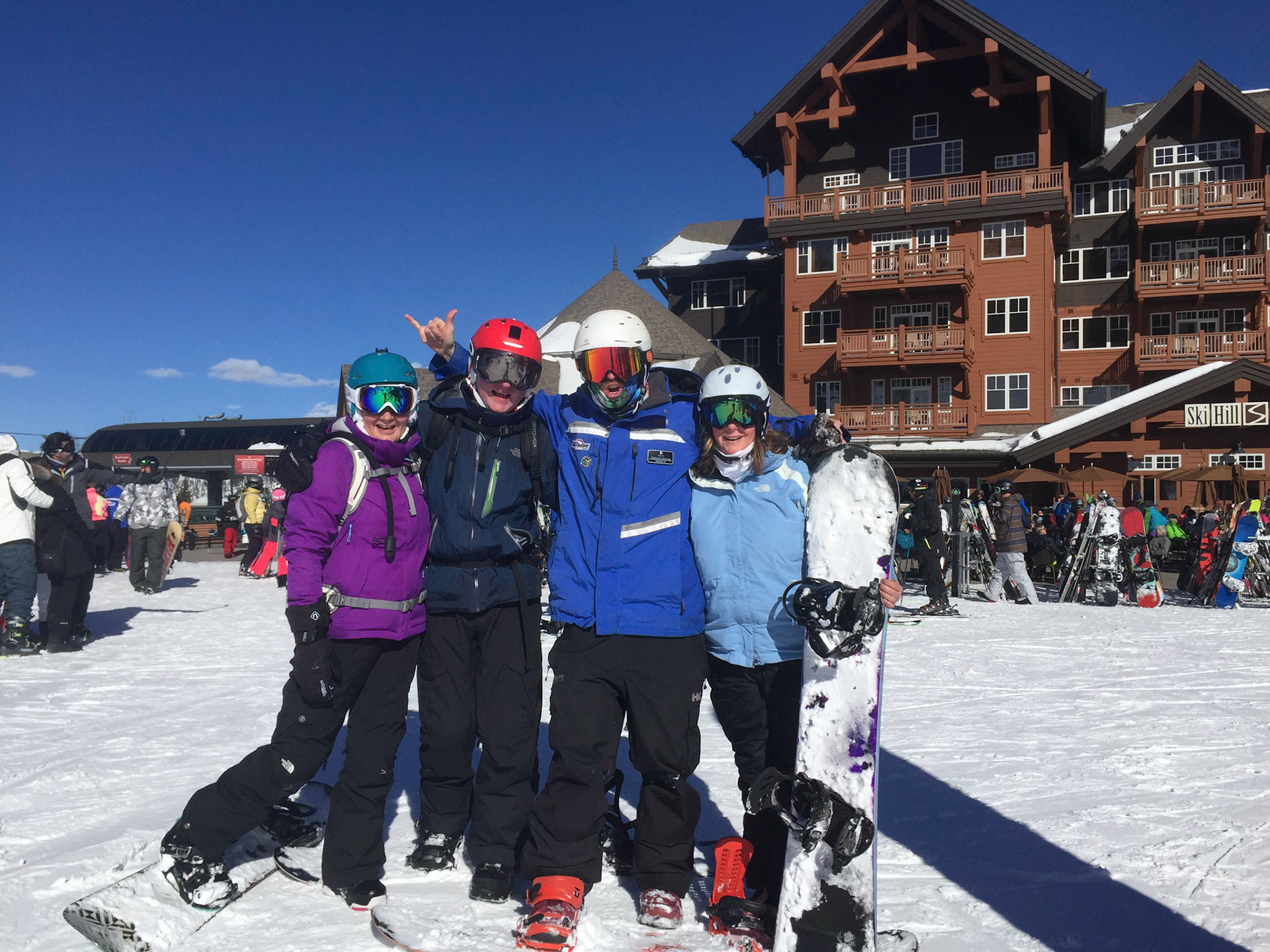 With snowboard instructor, Grayson