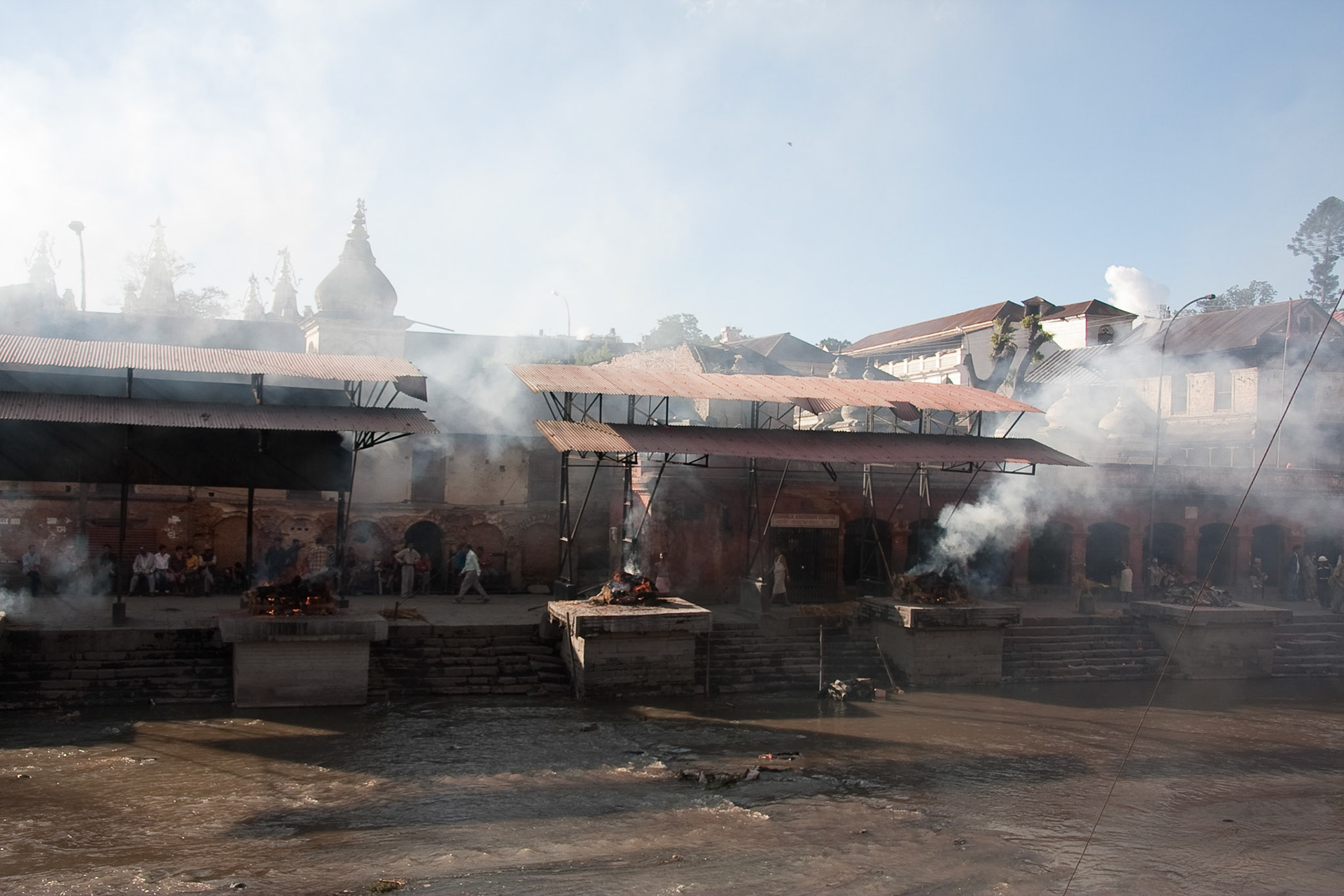 Funeral pyres at Pashupatinath Temple