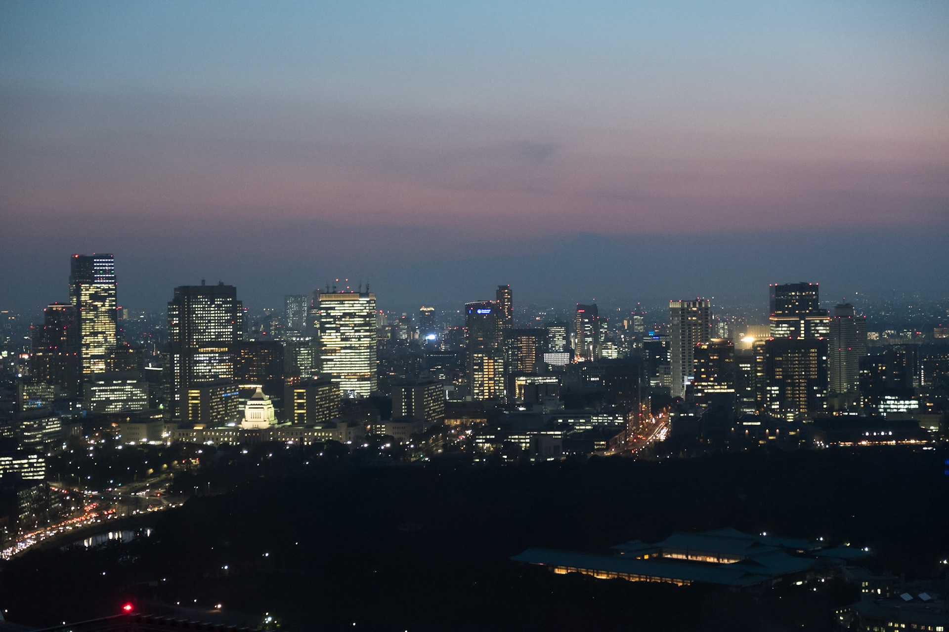 Tokyo at dusk, from our room