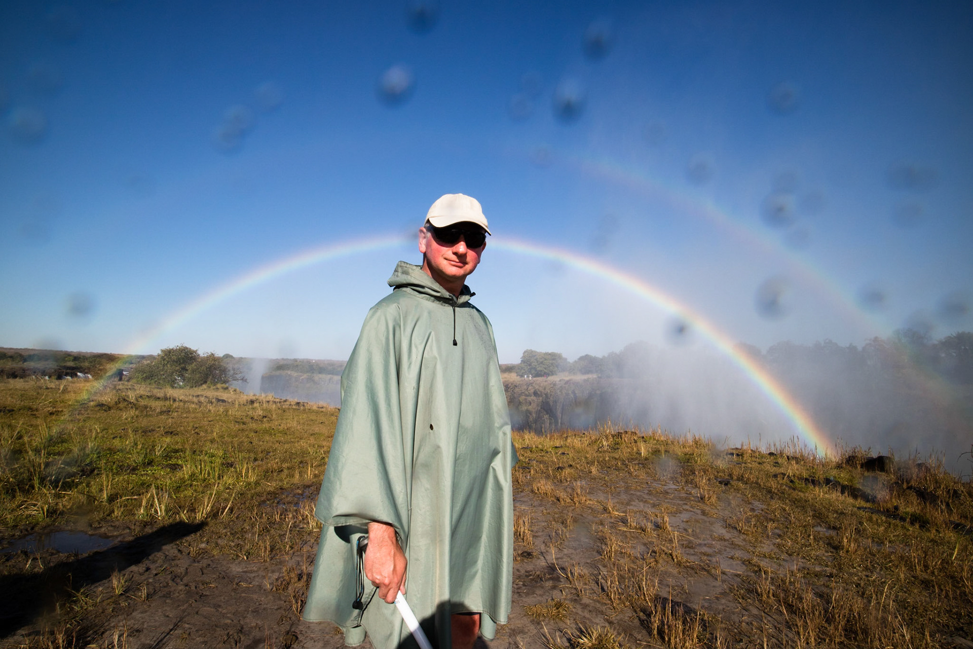 Alex on Livingstone Island, at the edge of the falls
