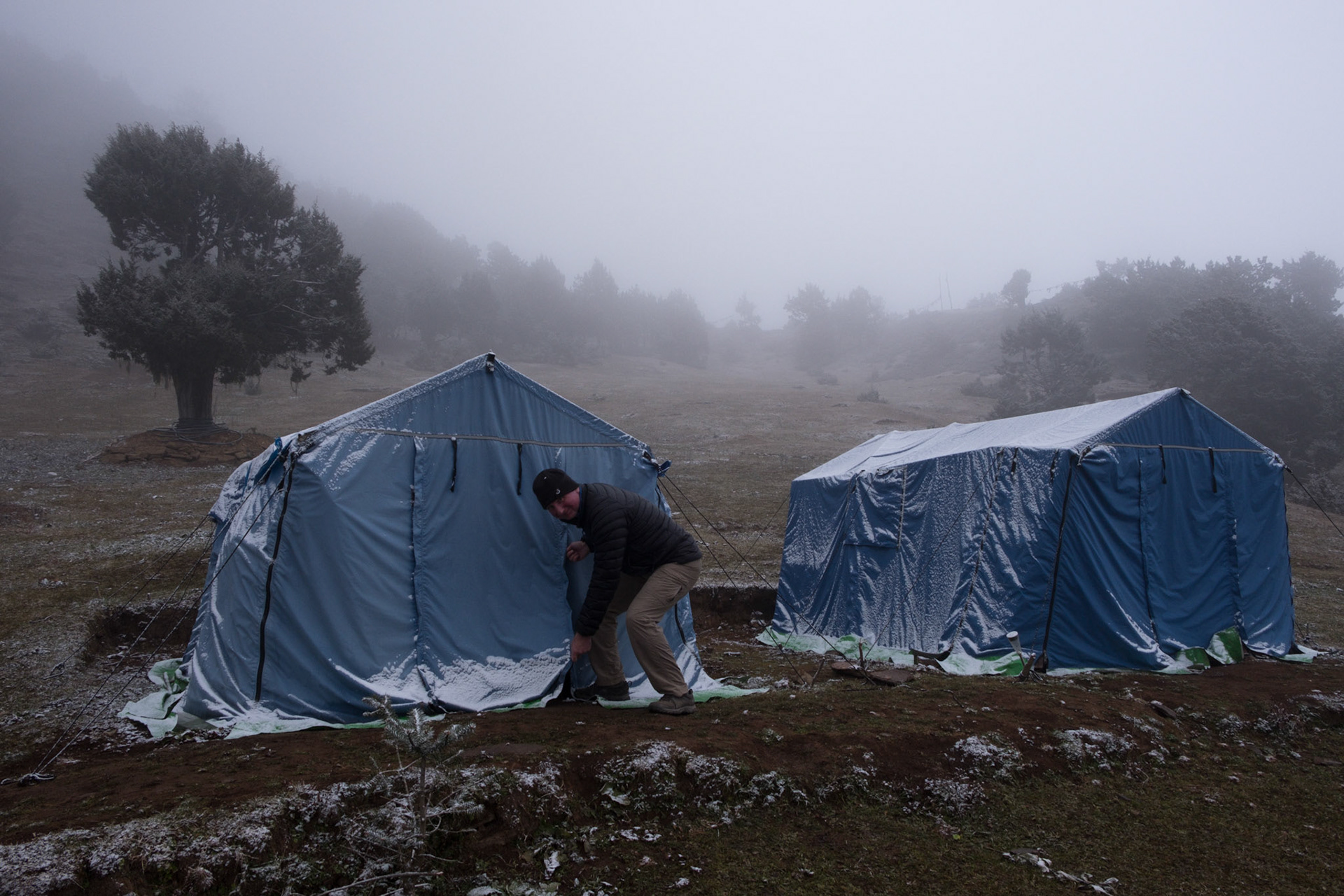 Alex outside our tent