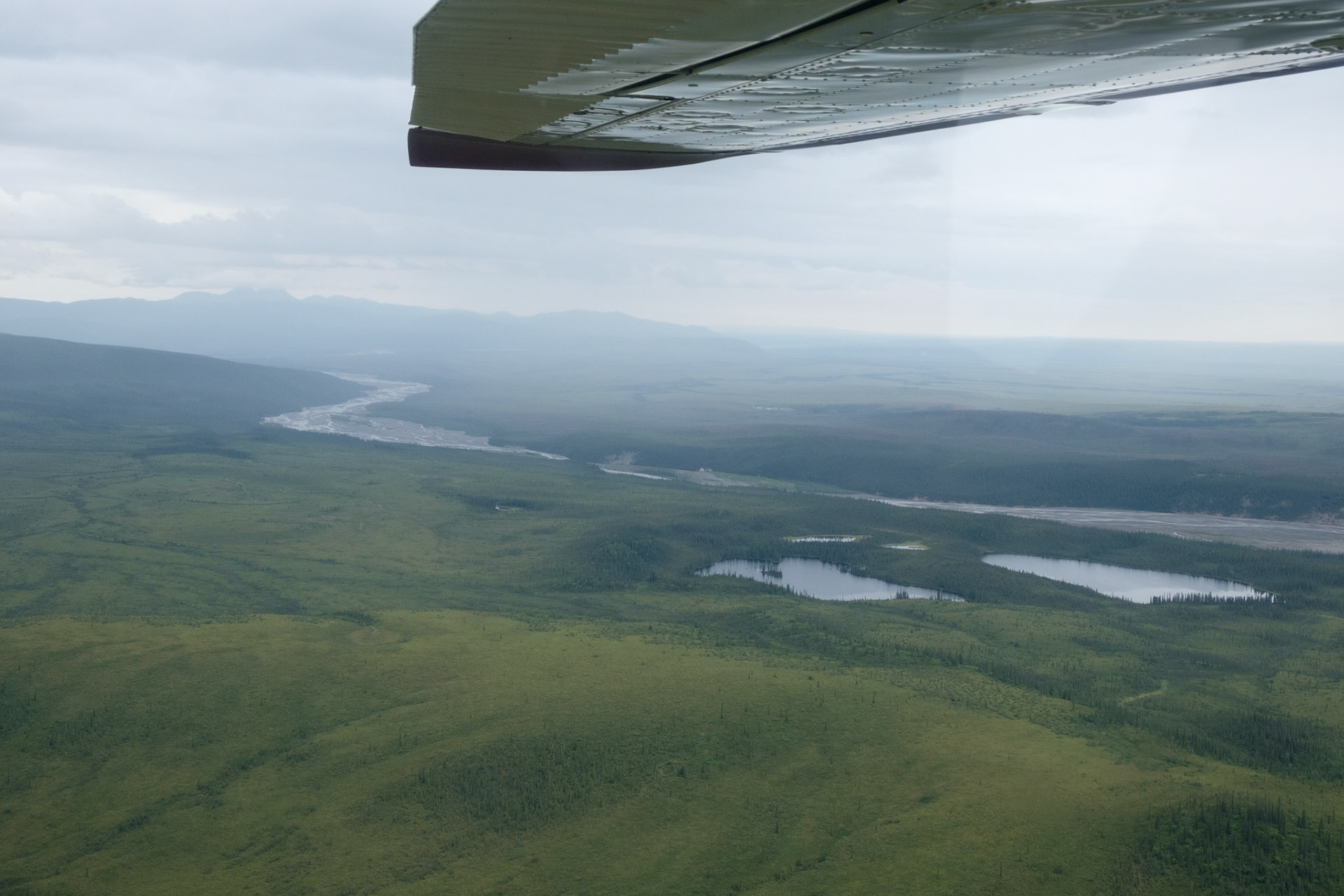 Flying from Kantishna to Denali train depot