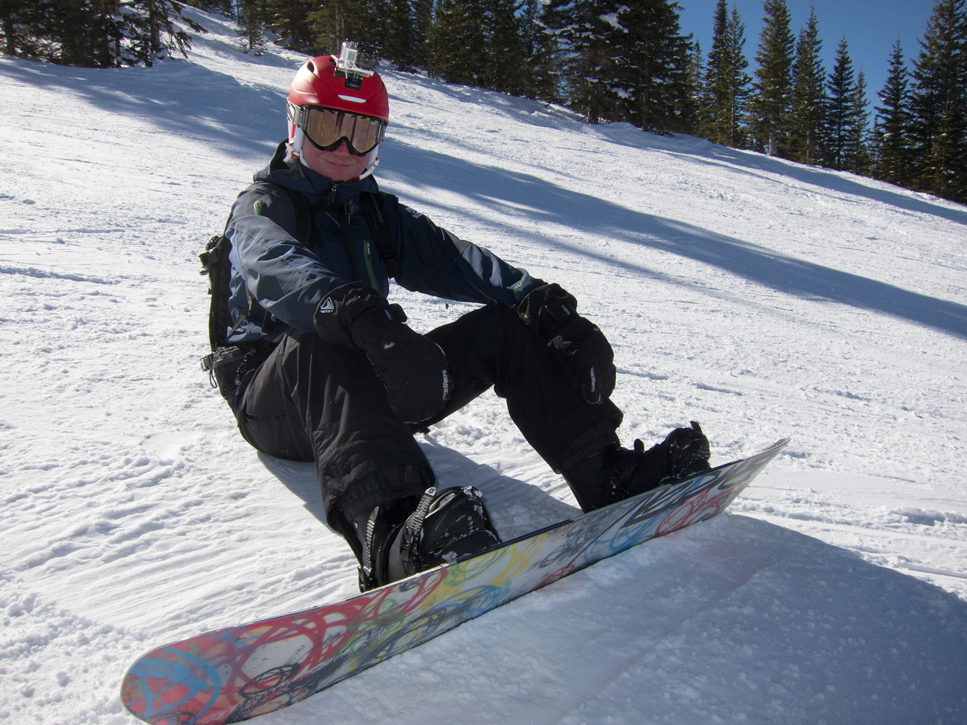 Alex wearing his new helmet