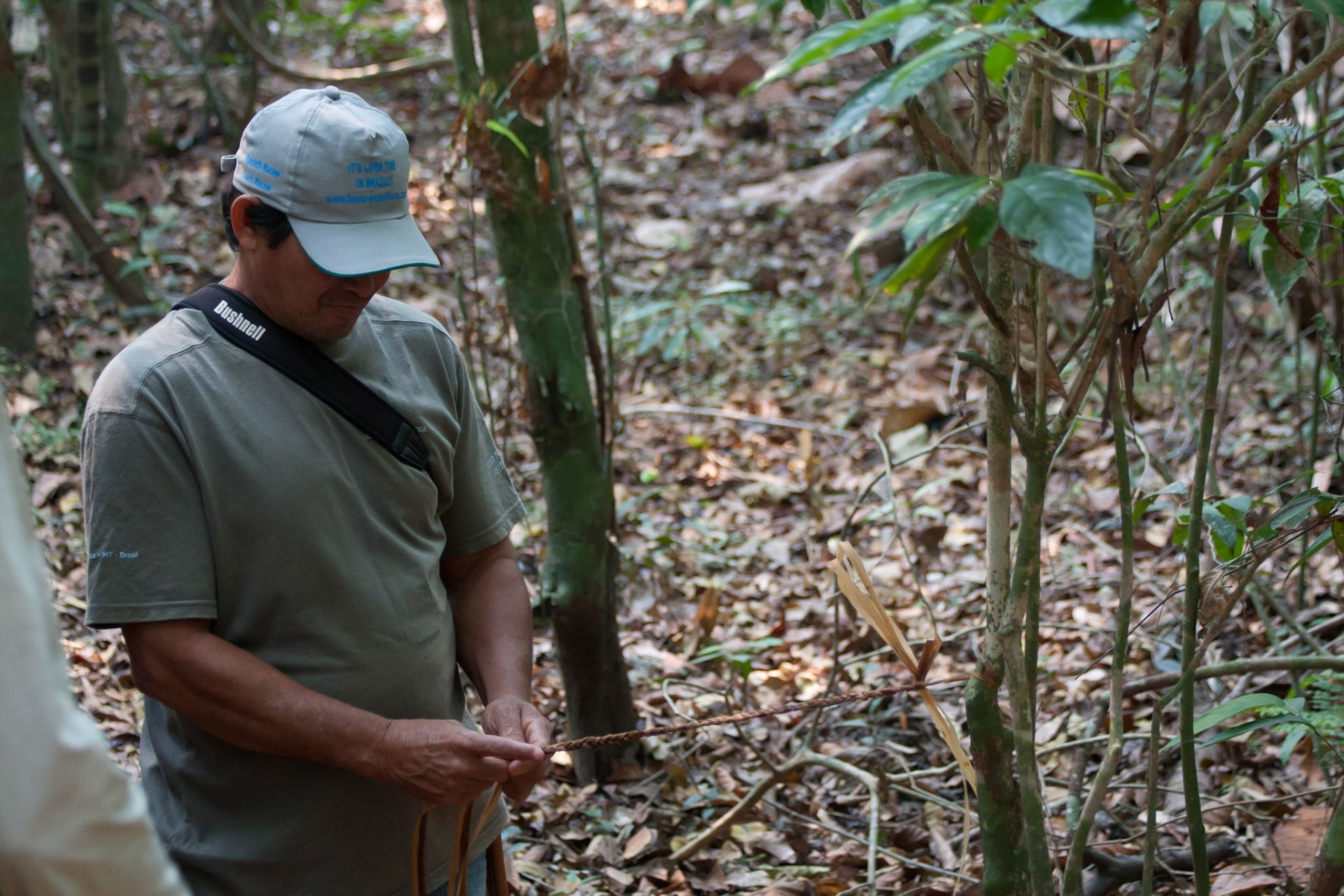 Jaimie making rope the indian way