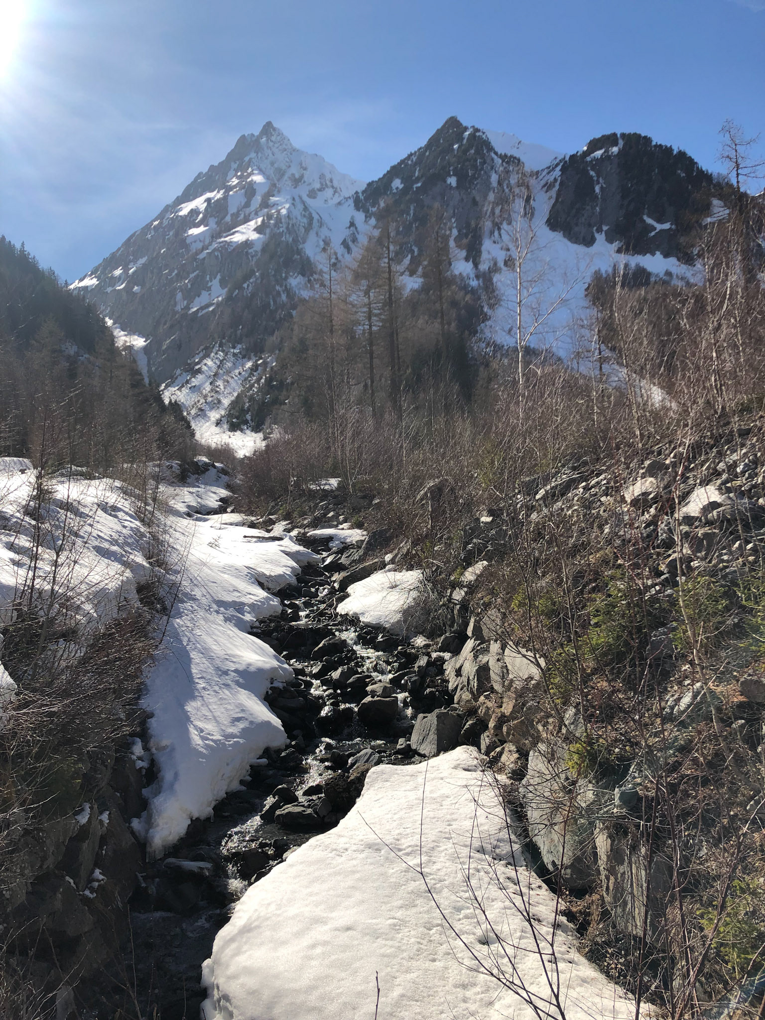 At the bottom of the Nant Noir gulley near Trient
