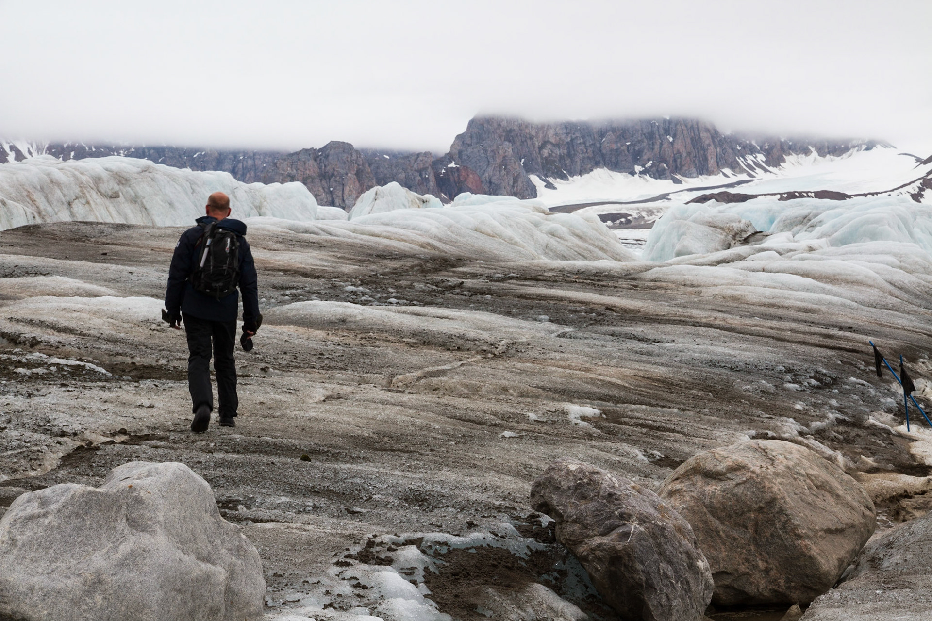 Walking on 14th of July glacier