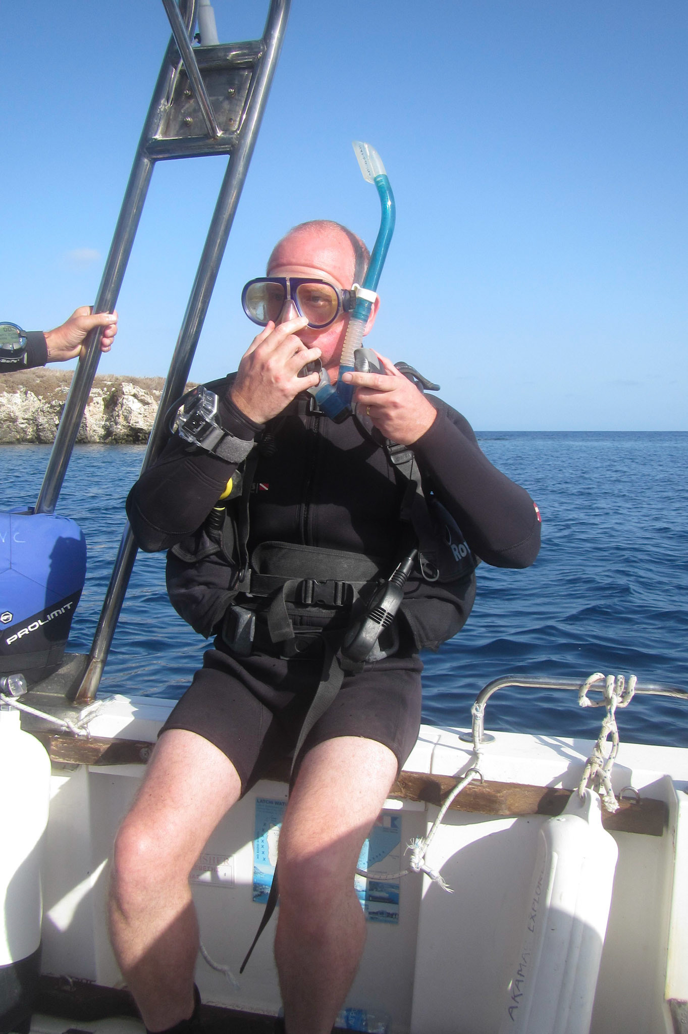 Alex about to go diving